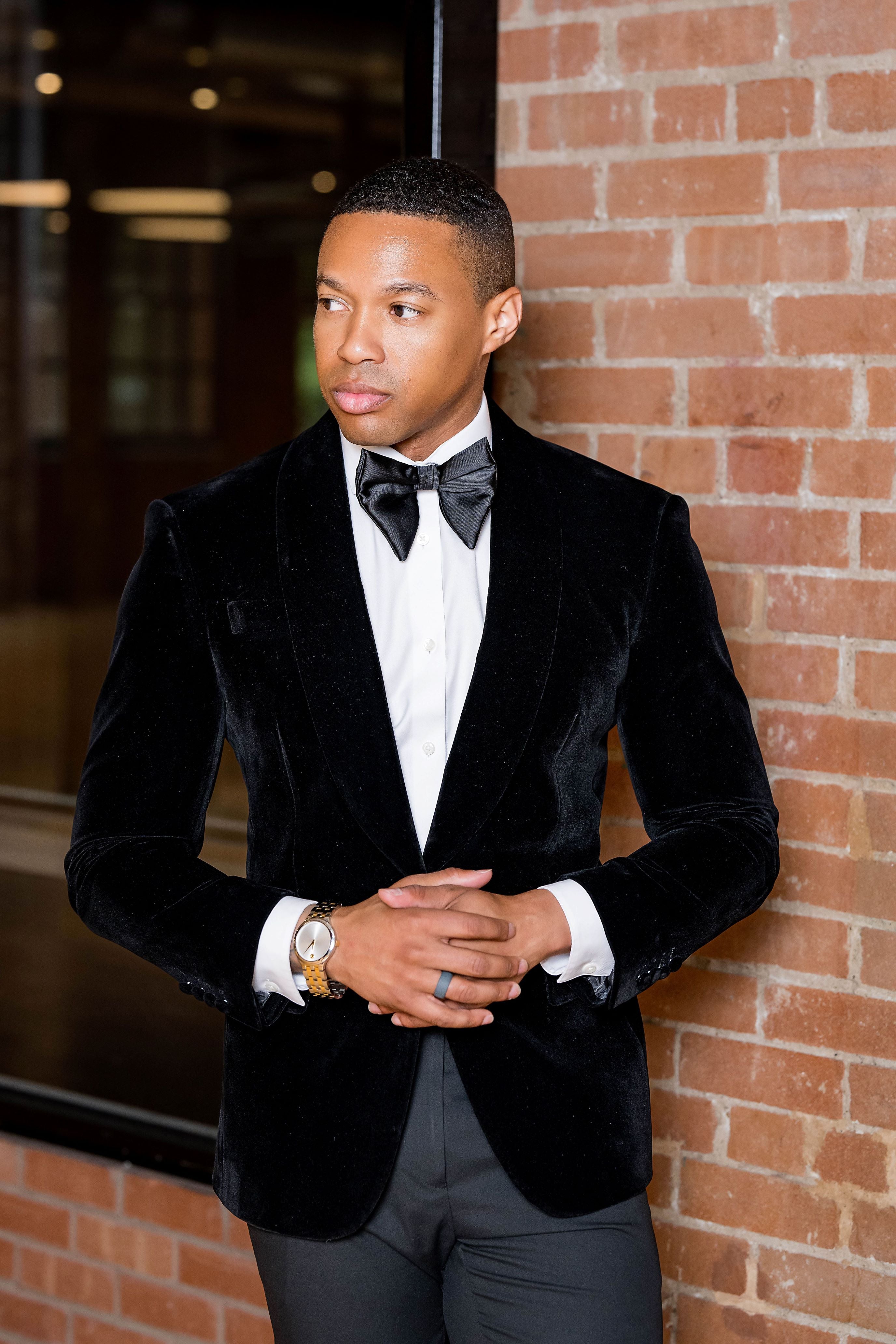 Black Velvet Tailored Fit 2 Piece Tuxedo Suit for Men - Custom Formal Wear for Weddings, Prom & Special Occasions