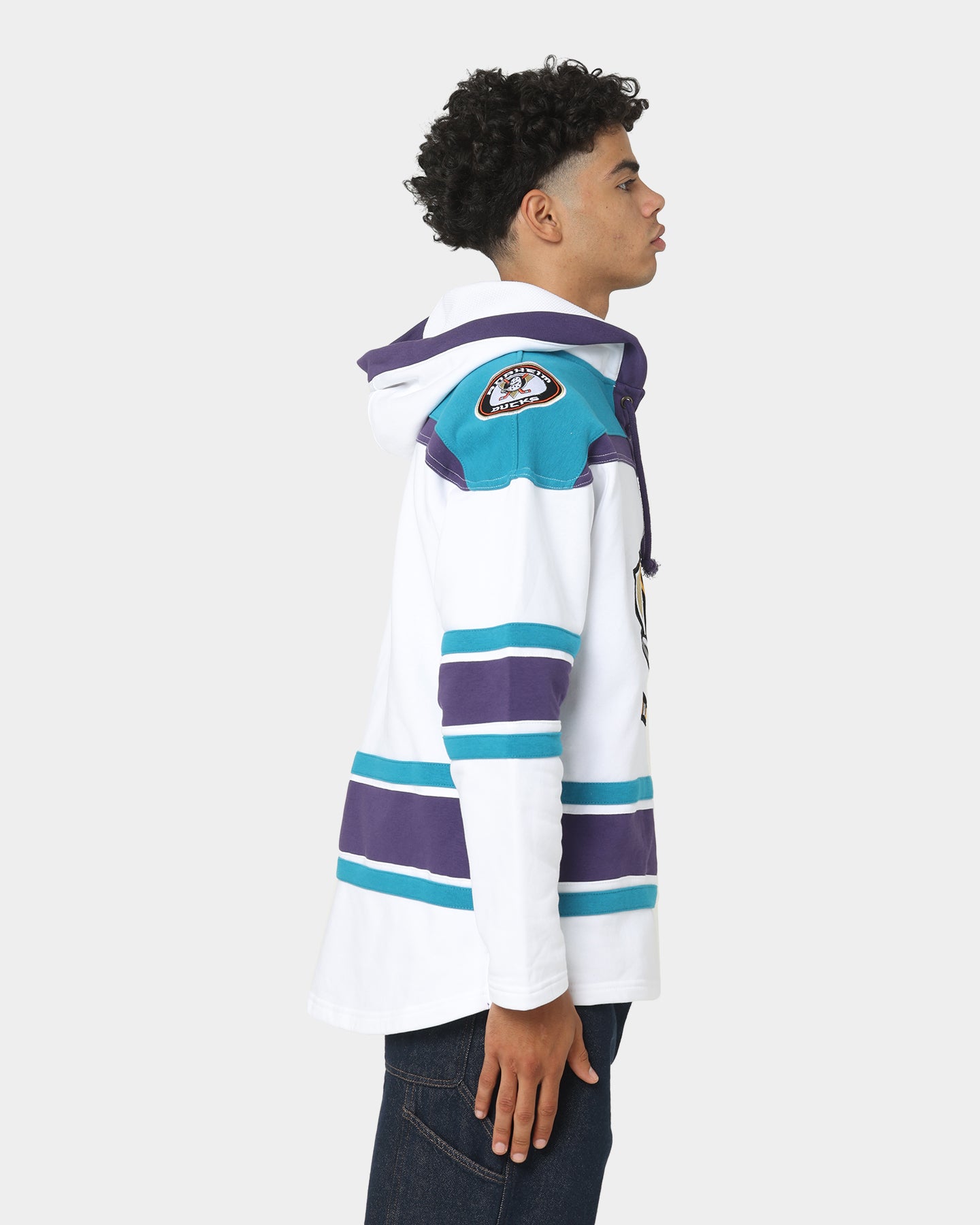 47 Brand Anaheim Ducks Superior Lacer Hoodie - White Wash NHL Hockey Fan Apparel for Men & Women - Perfect for Game Day, Tailgating and Cold Weather