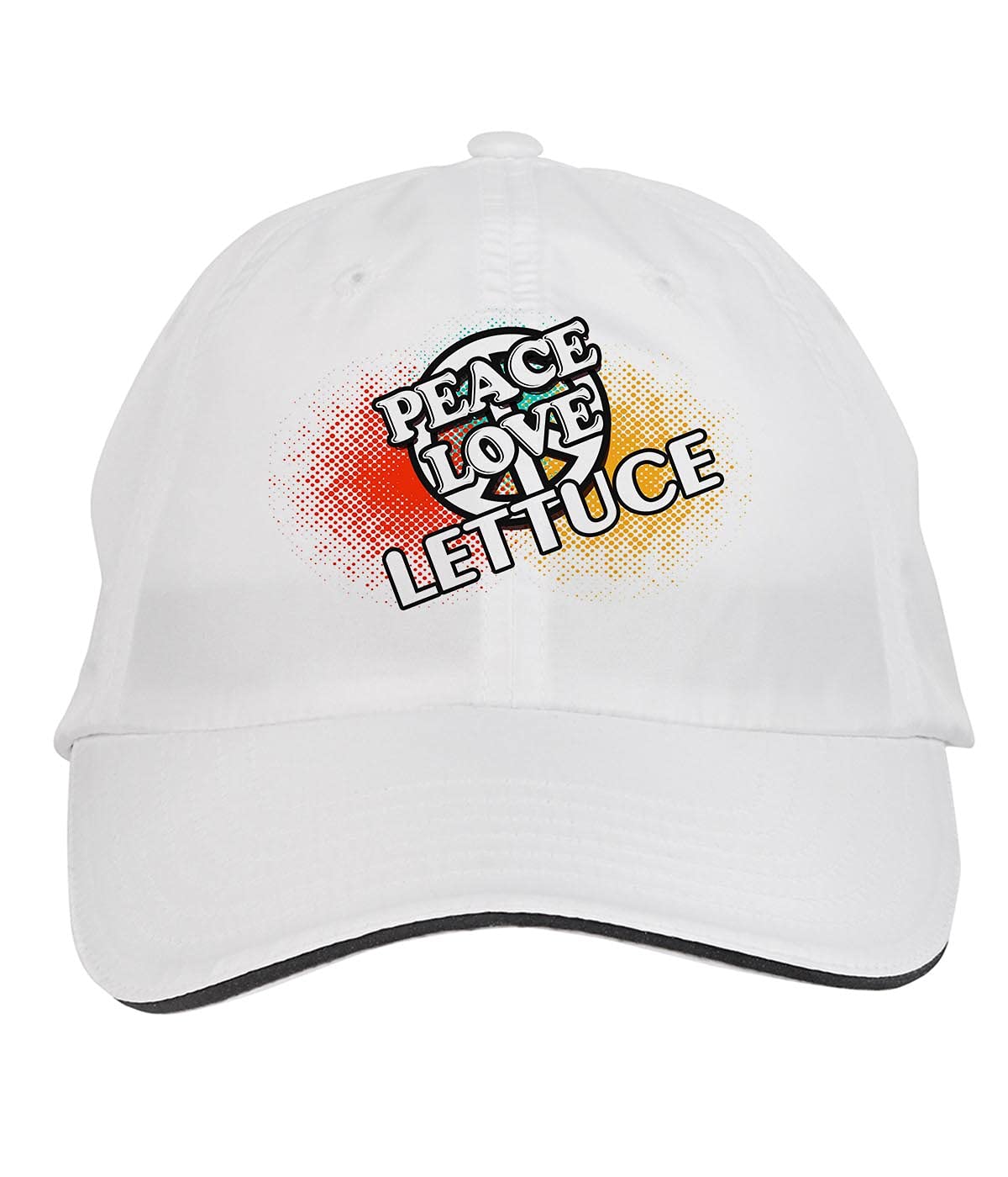Makoroni - Peace Love Lettuce Adjustable Baseball Cap | White Cotton Hat for Women & Men | Perfect for Outdoor Activities, Music Festivals & Casual Wear