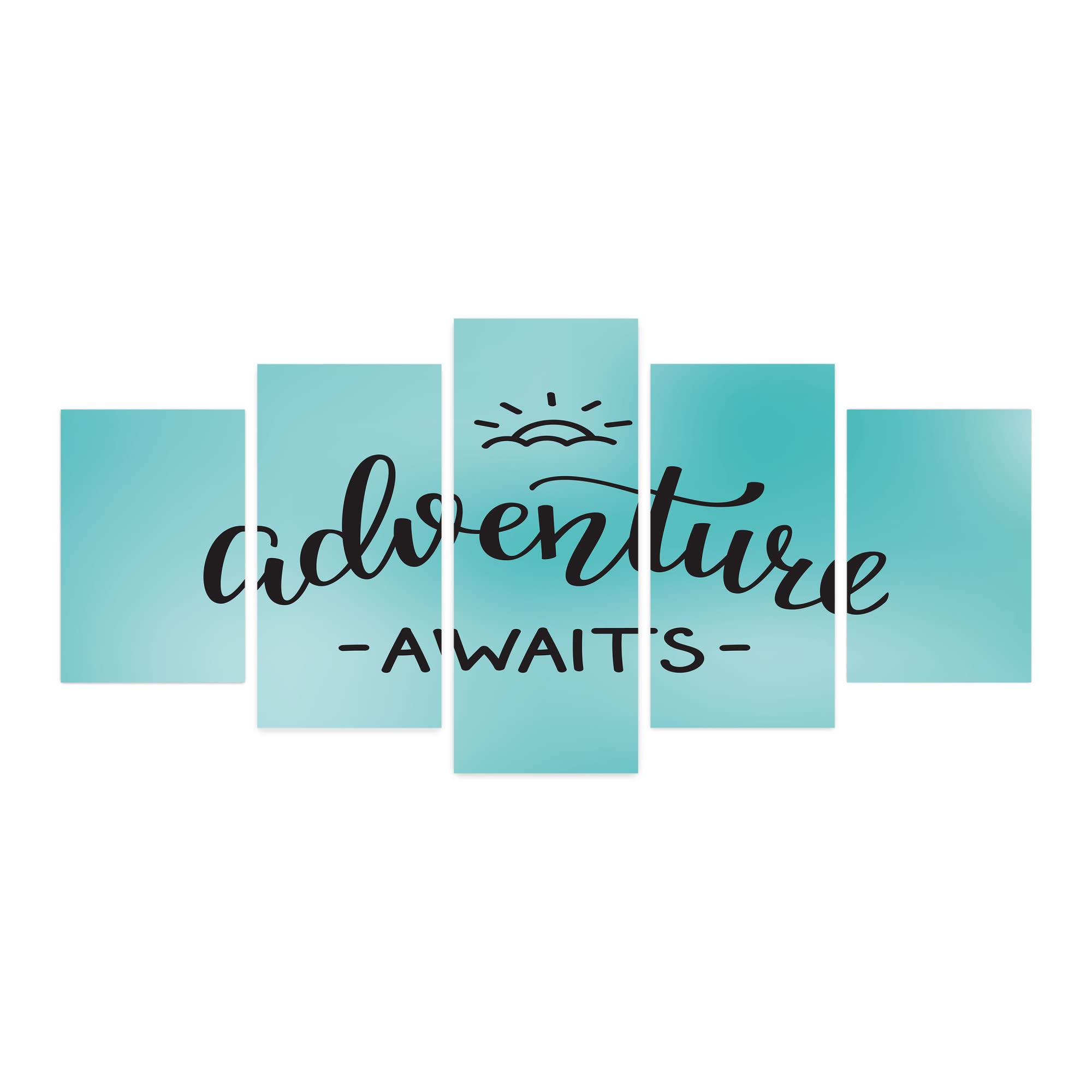 Ambesonne Adventure 5-Panel Acrylic Glass Wall Art Decor - Modern Monochrome Lettering on Abstract Pale Blue Background - Large 60