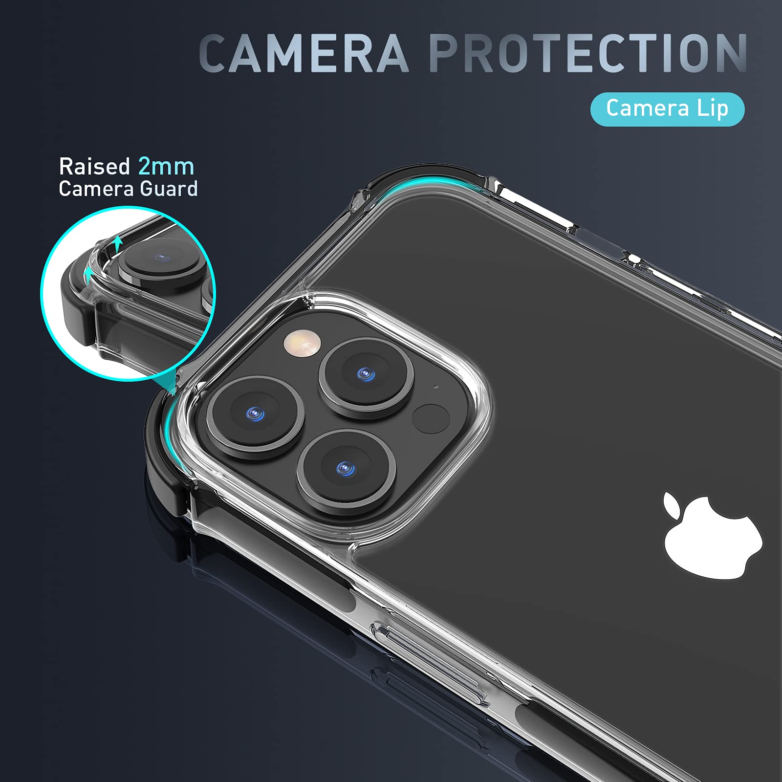 MATEPROX iPhone 13 Pro Case 6.1 Inch (2021) - Heavy Duty Clear Protective Cover with Shockproof Bumper | Crystal Back Design | Perfect for Outdoor Activities, Work & Daily Use (Black)