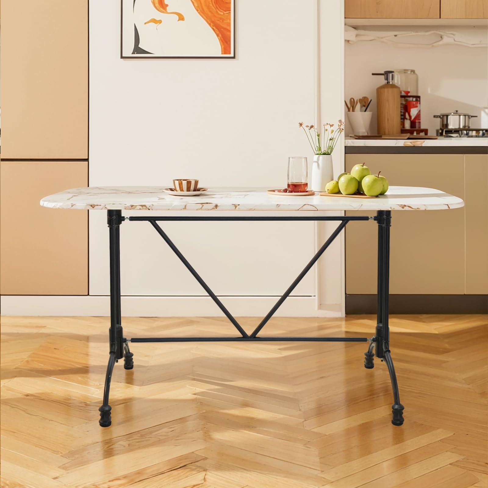 Sturdy Cast Aluminum Table Base with Cross Beam - Modern Minimalist Design 36.9