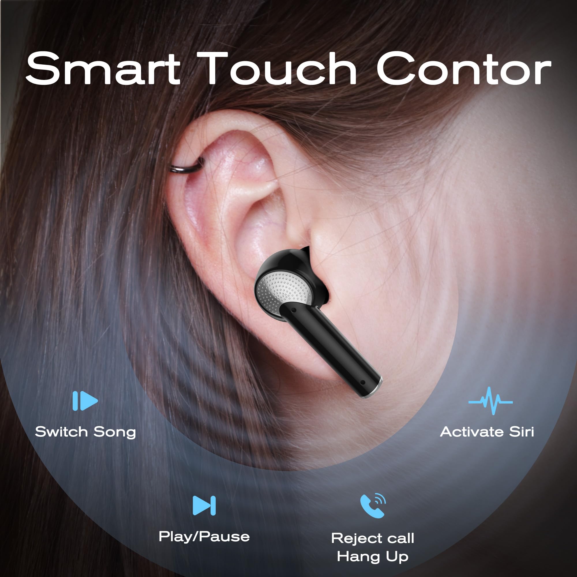 Wireless Bluetooth Earbuds with Noise Cancellation - 151H Long Battery Life True Wireless Earphones for iPhone, Android, Laptop, Tablet - Perfect for Workouts, Commuting & Travel