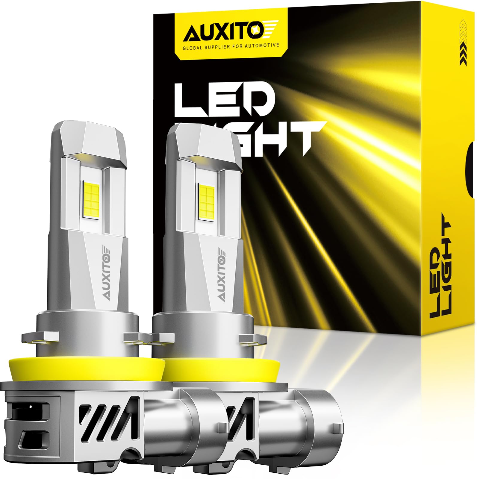 AUXITO H11/H8/H9 LED Bulbs 25000LM 800% Brighter 6500K Cool White - Mini Size Halogen Replacement Bulbs with Fan Cooling, Plug and Play - 2 Pack for Cars, Trucks, SUVs, Motorcycles - Perfect for Night Driving and Off-Road Adventures