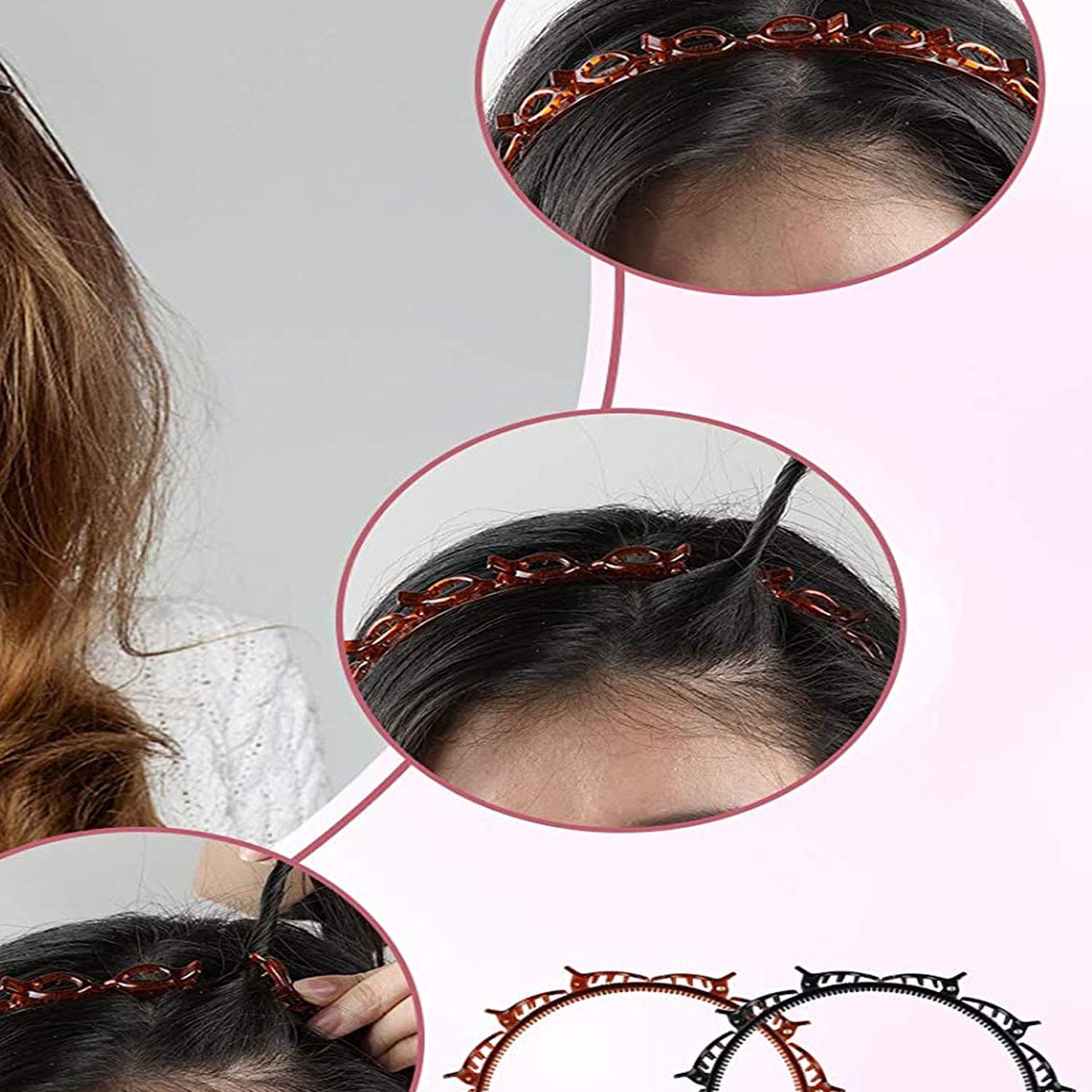 GadinFashion™ Women's Double Layer Twist Plait Headbands - Korean Style Braided Hoop Hairband for Girls & Women | Multi-Layer Hollow Woven Hair Accessory (Pack of 1, Brown) | Perfect for Styling, Korean Bangs, and Everyday Fashion