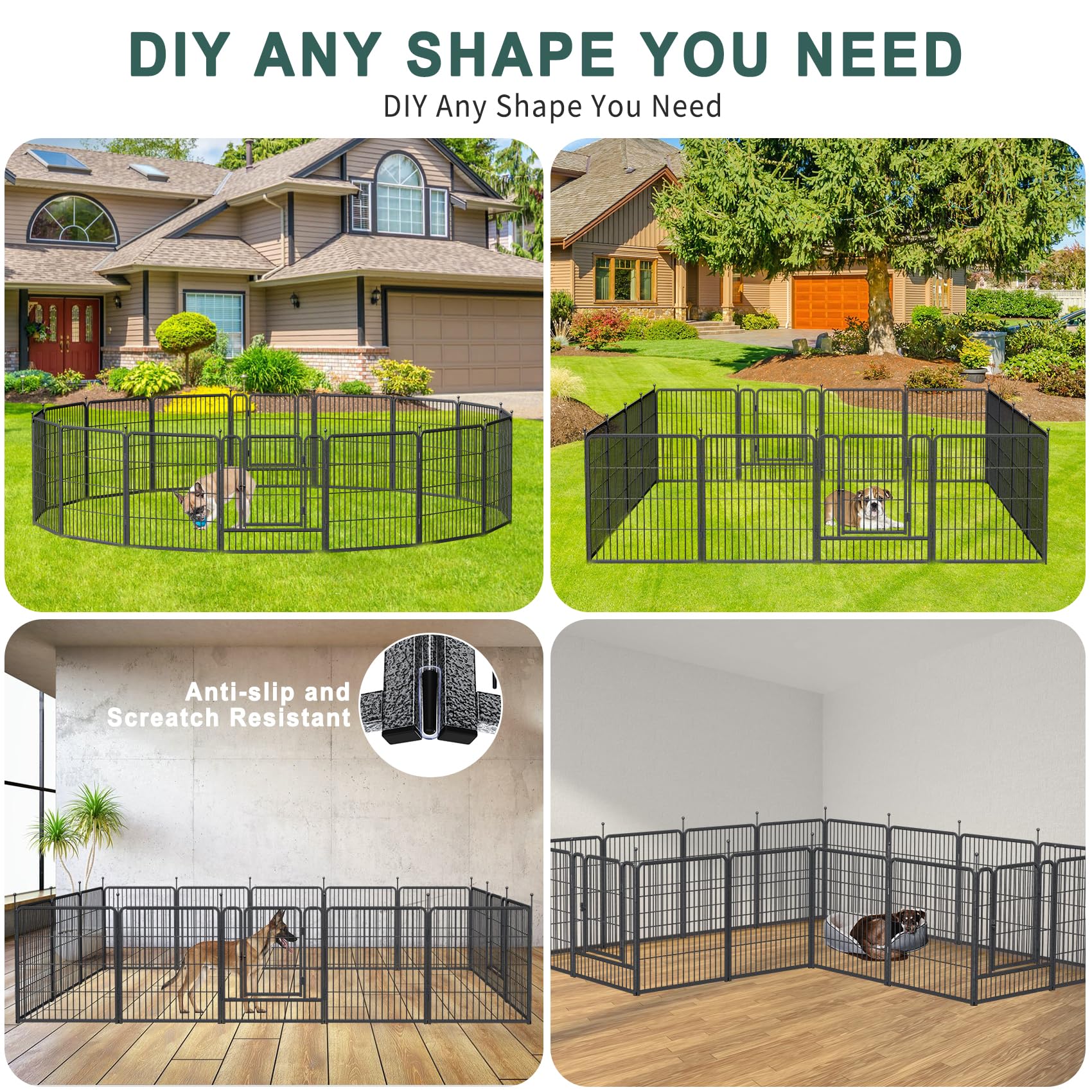 Musen 16-Panel Dog Playpen for Indoor & Outdoor Use - 32