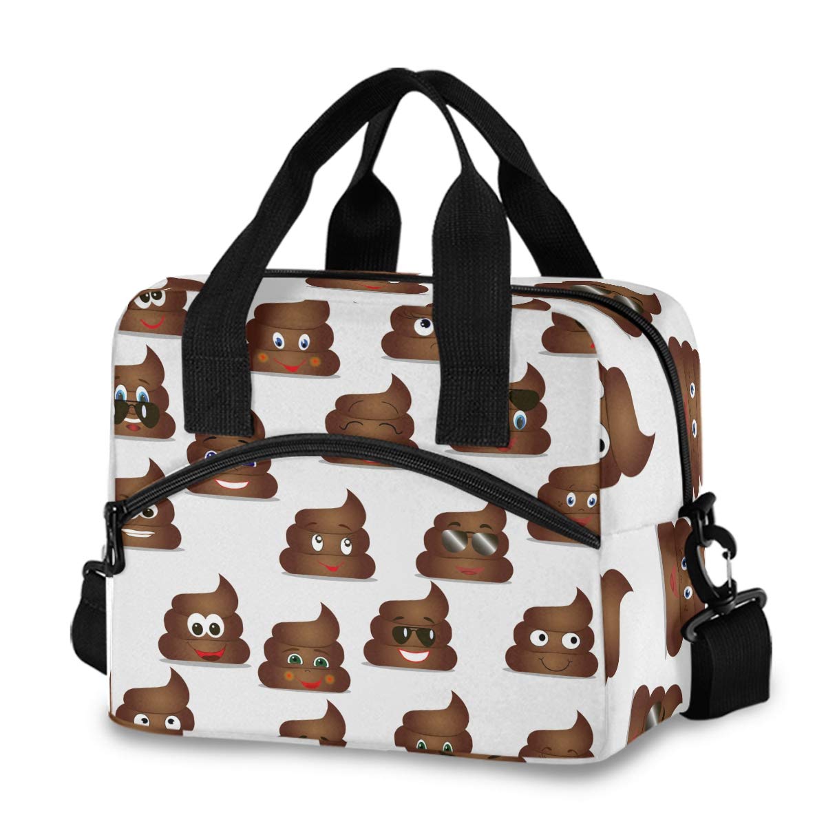Insulated Lunch Bag Reusable Cooler - Funny Poop Design Lunch Box with Adjustable Shoulder Strap for School, Office, Picnic | Perfect for Adults, Men & Women | Great for Work, Outdoor Activities & Daily Commute