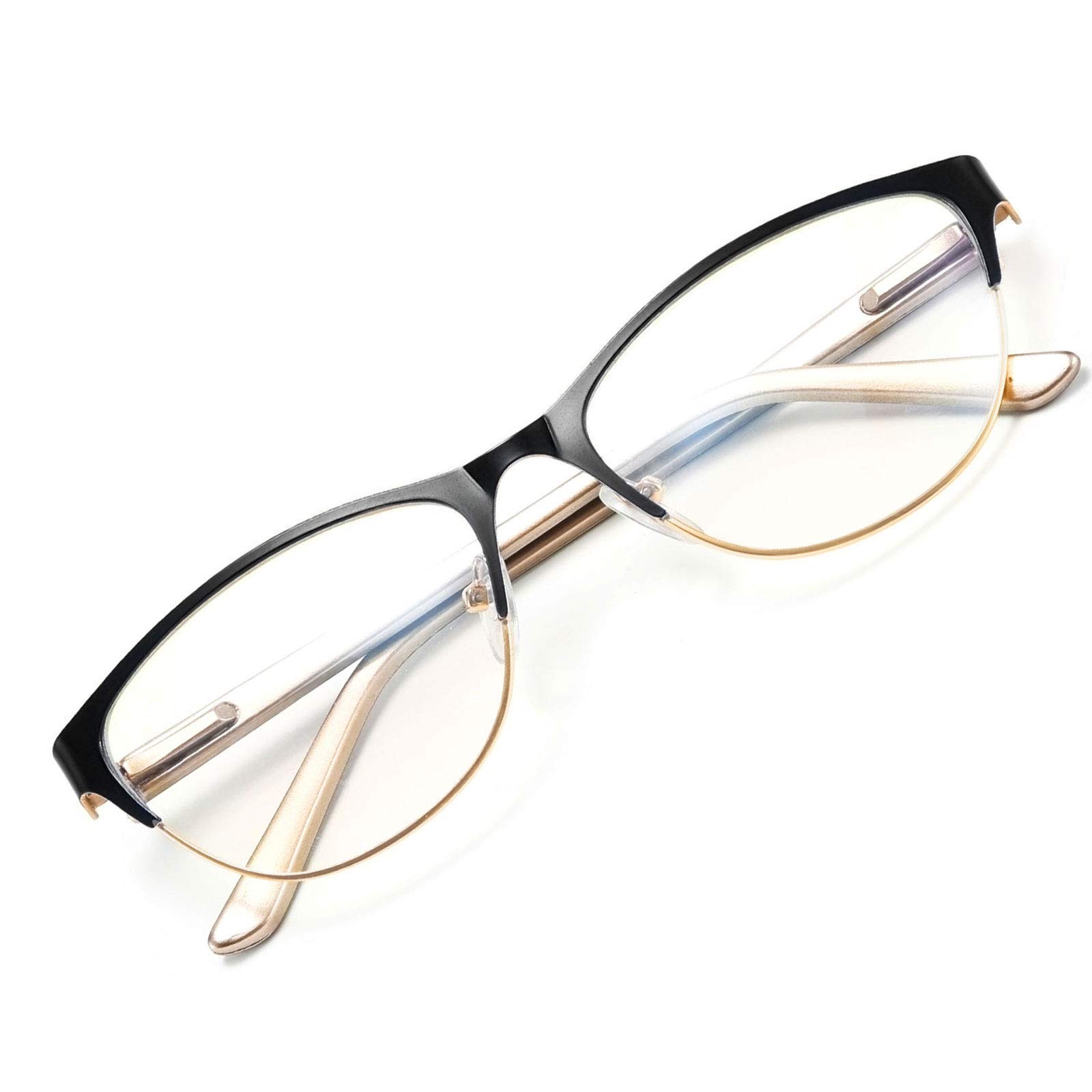 WANWAN Fashion Reading Glasses for Women & Men - Anti-Reflective Computer Glasses with Spring Hinges (1.5 Magnification, Black) - Perfect for Office Work, Reading Books & Screen Use