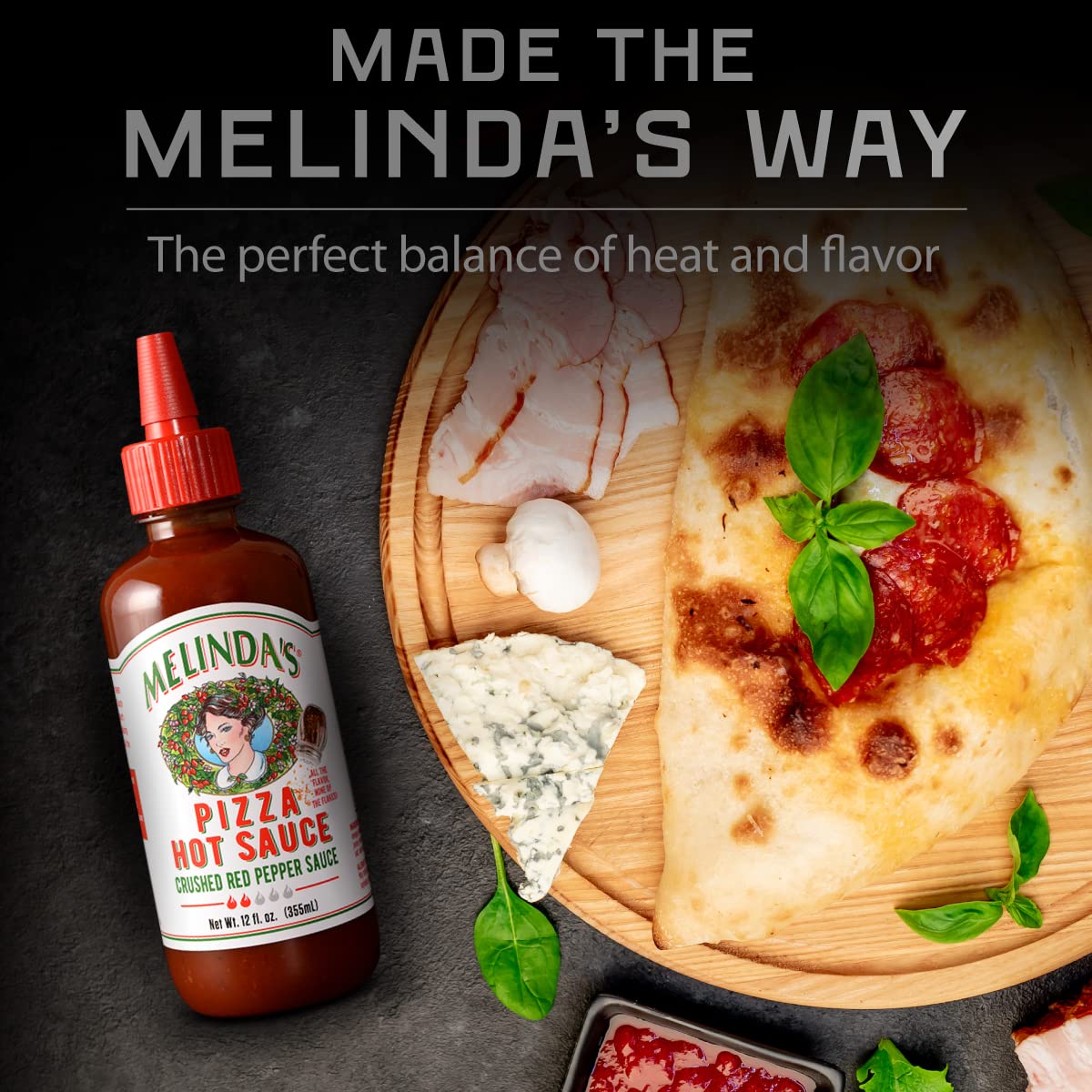 Melinda's Gourmet Spicy Pizza Sauce - 12oz (2 Pack) | Crushed Red Pepper Hot Sauce with Fresh Cayenne Peppers, Garlic & Tomatoes | Perfect for Pizza, Wings, Pasta & More