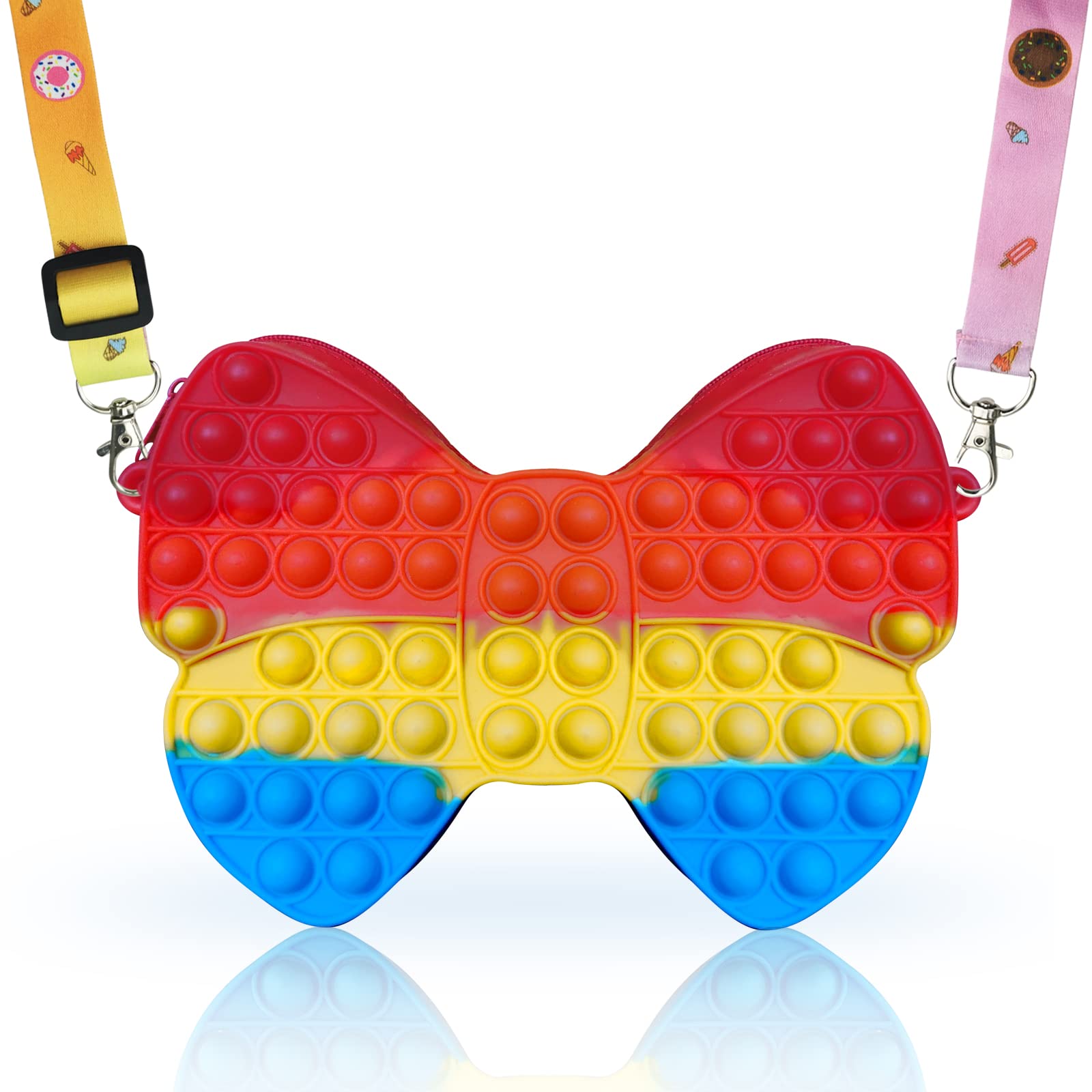 Butterfly Pop It Purse for Girls - Sensory Fidget Toy & Crossbody Shoulder Bag - Perfect for Birthday Gifts, Party Favors, School & Stress Relief (Pink/Blue) - Fun Anxiety Relief Toy for Kids & Teens