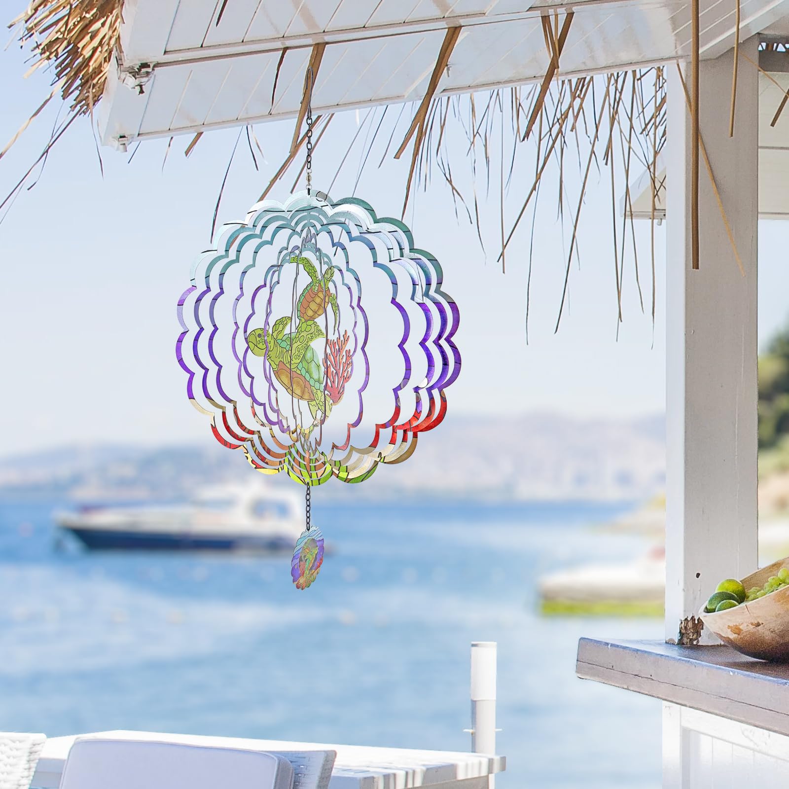 3D Turtle Kinetic Wind Spinner - Metal Outdoor Hanging Decor for Garden, Yard, and Patio | Ocean-Themed Wind Sculpture for Relaxing Outdoor Spaces