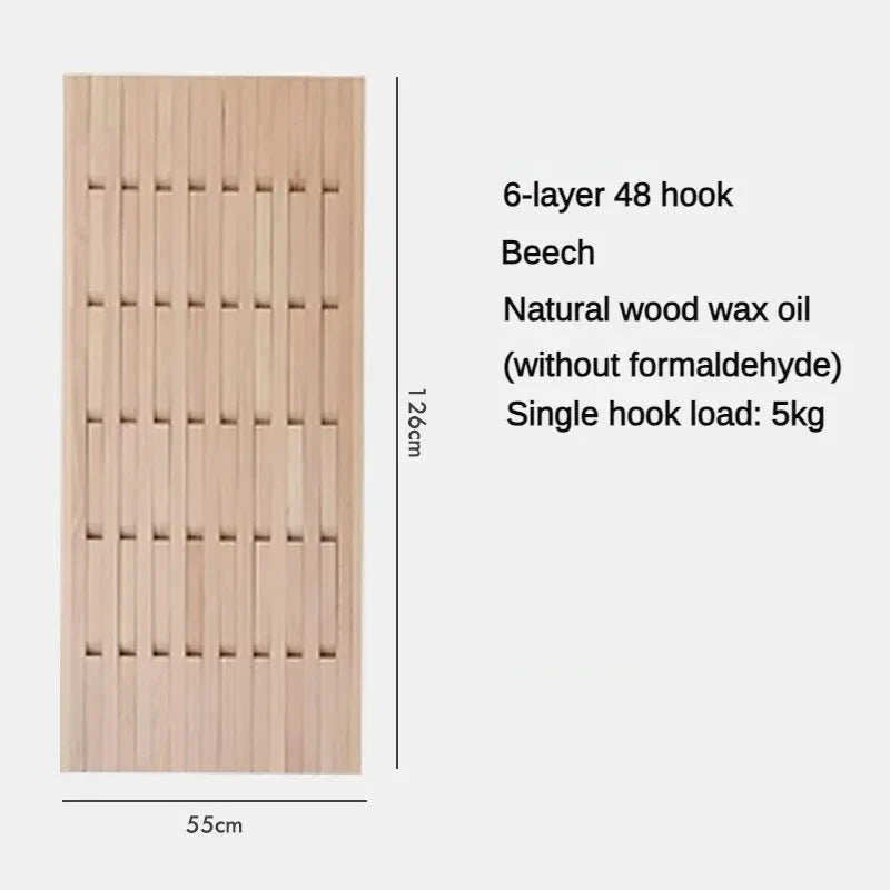 Beech Wood Wall Mounted Coat Rack - Elegant Piano Design Entryway Organizer for Hats, Scarves & Keys - Perfect for Hallway, Bedroom or Office Decor