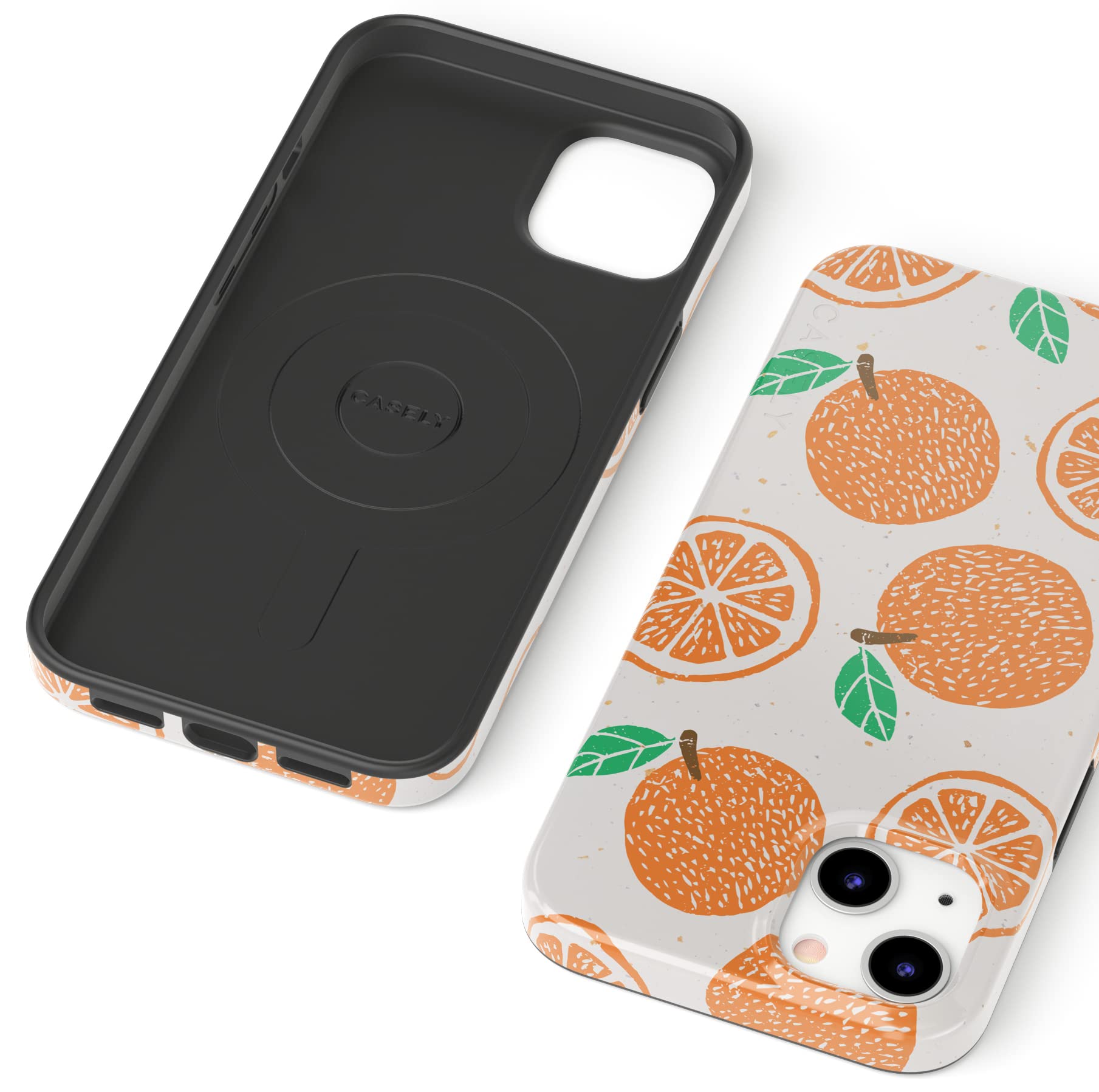 Casely iPhone 13 Case with MagSafe - Orange Stamped Protective Cover | Slim Fit, Shockproof & Wireless Charging Compatible | Perfect for Everyday Use, Travel & Outdoor Activities