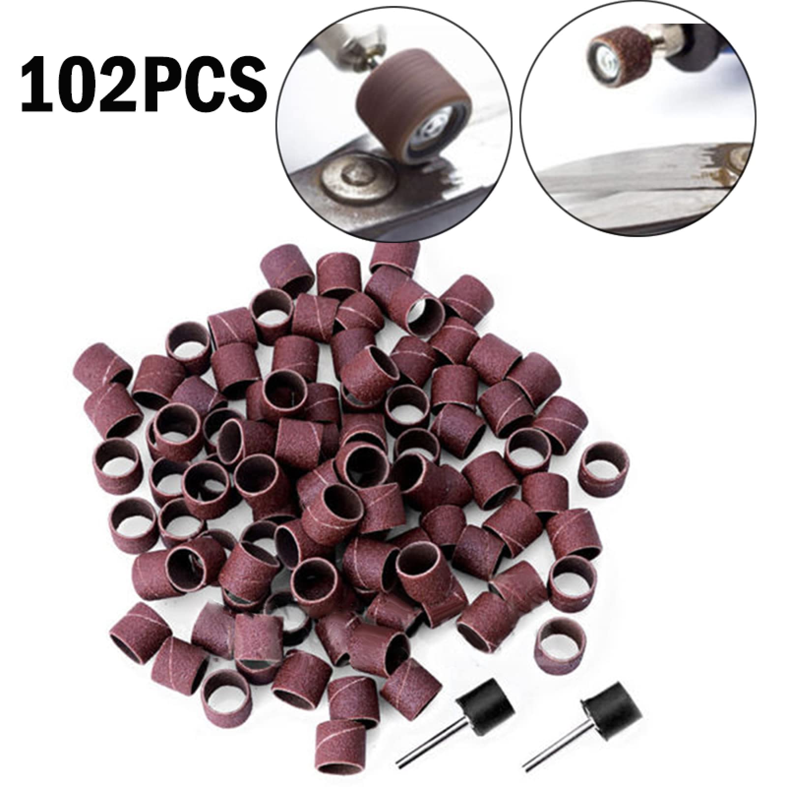 100PCS 80 Grit Sanding Drum Bands & Sleeves Set with Mandrels for Rotary Tools | Woodworking, Metal Polishing & DIY Projects | Abrasive Sanding Kit for Dremel & Drill Accessories