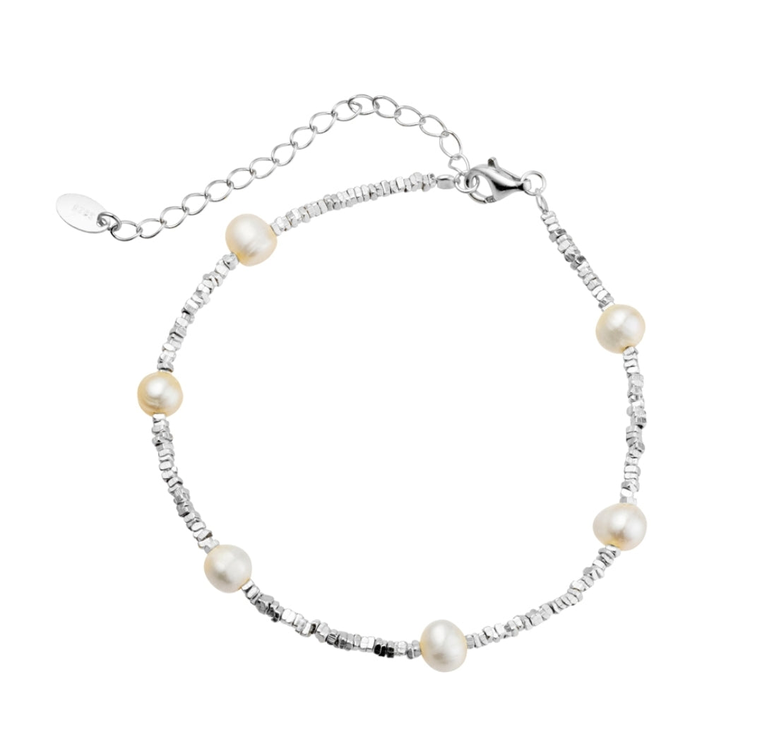 Elegant Silver Multi Freshwater Pearl Bracelet for Women – Perfect for Weddings, Parties & Everyday Wear