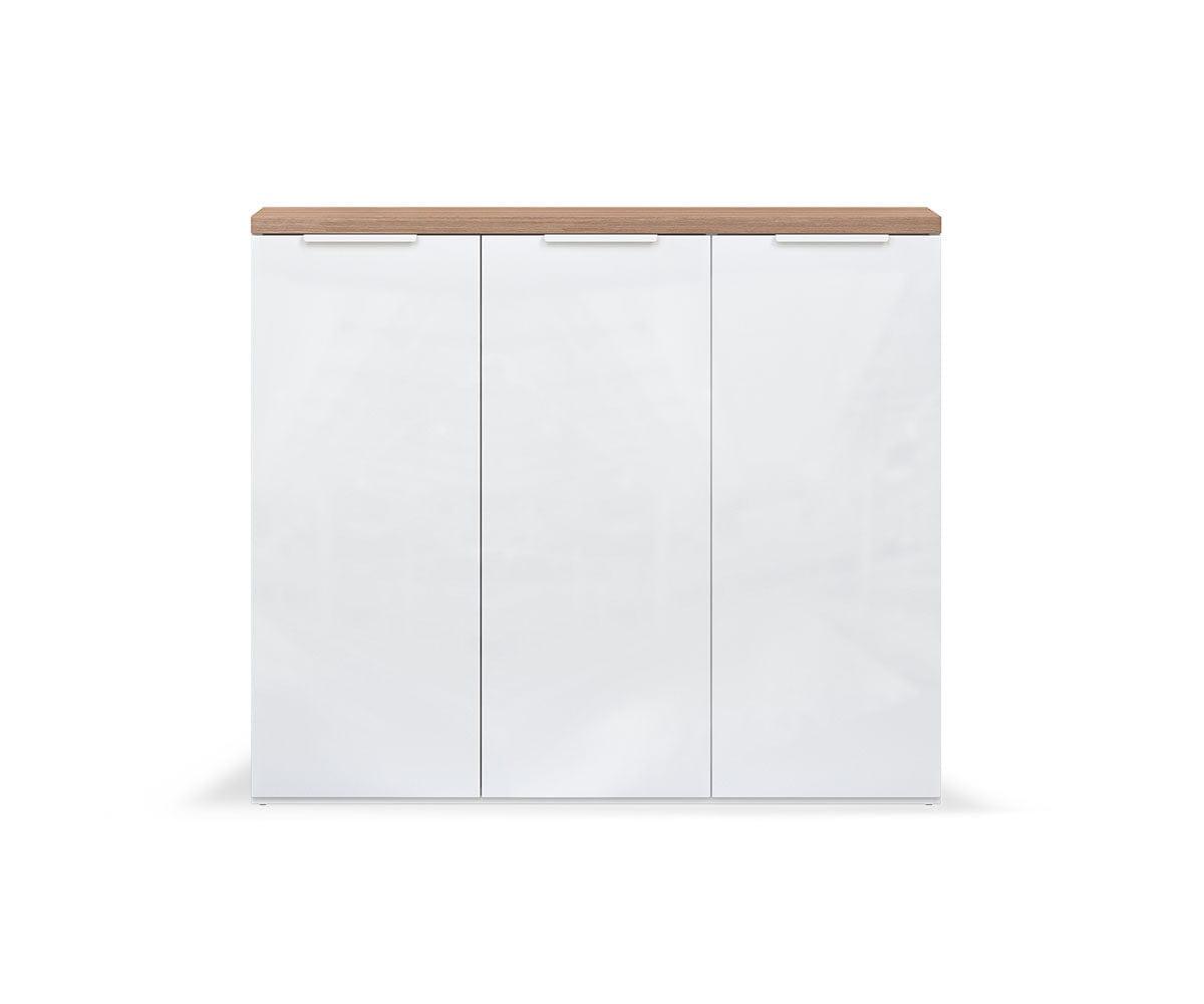 Oakley 3 Door Shoe Cabinet - Space Saving Shoe Storage Organizer for Entryway, Closet & Mudroom | Modern Shoe Rack for Sneakers, Boots & Sandals | Durable Wooden Shoe Shelf for Home & Office Organization