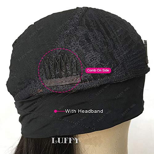 Brazilian Kinky Straight Human Hair Wigs for Women - Glueless Headband Wig in Natural Brown Color #2 & #4 (14 Inches) | Perfect for Daily Wear, Cosplay & Protective Styling