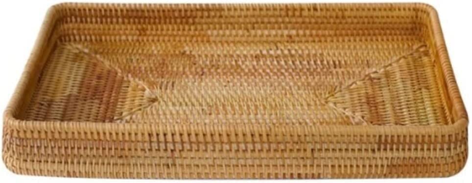 Handwoven Rattan Storage Basket - Square Wicker Tray for Picnic, Bread, Fruits & Kitchen Organization | Medium Size | Perfect for Home Decor, Pantry Storage & Outdoor Gatherings