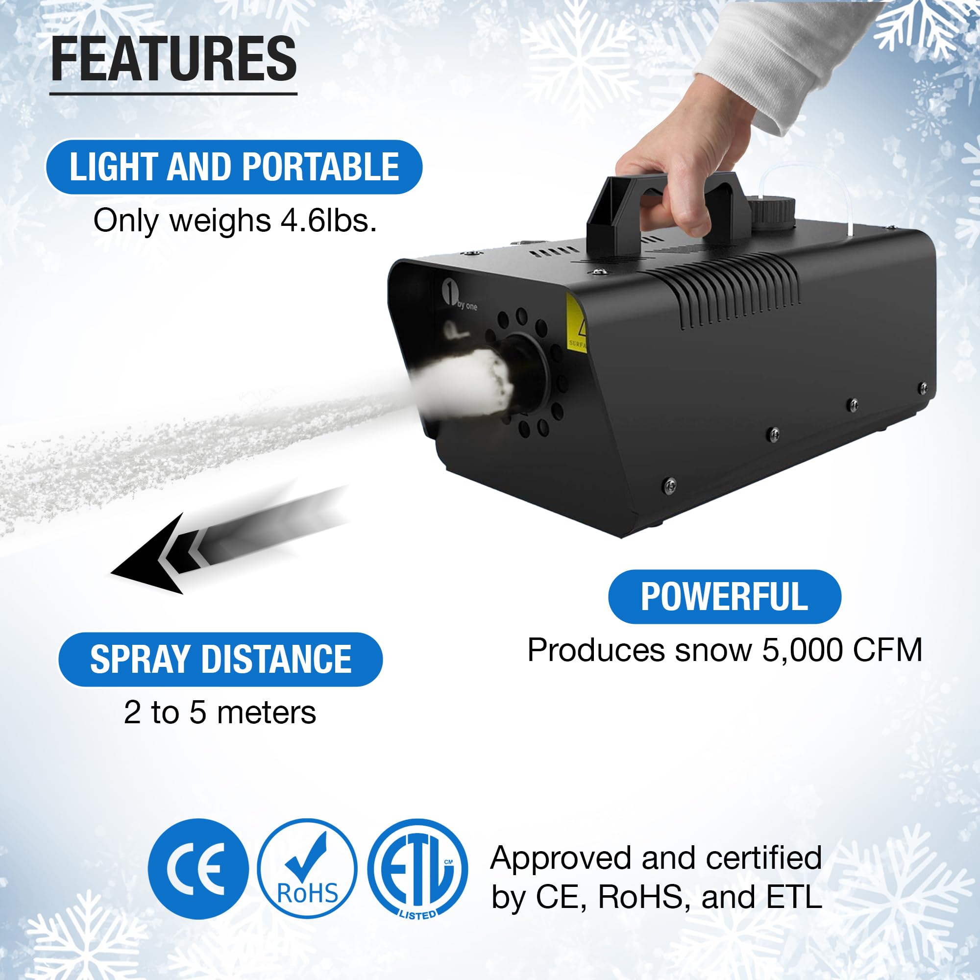 ArtCreativity 600-Watt Snow Machine for Parties & Events | Instant Snow Maker (Up to 16ft) | Indoor/Outdoor Christmas & Winter Decorations | Perfect for Holiday Celebrations, Weddings & Themed Parties (Snow Liquid Sold Separately)