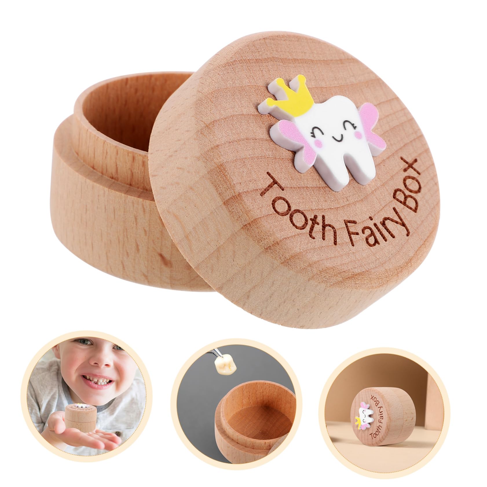 VOSAREA Wooden Tooth Box for Kids - Children's Tooth Holder & Baby Teeth Storage Organizer - Perfect for Tooth Fairy Gifts, First Lost Tooth Keepsake, and Memory Preservation