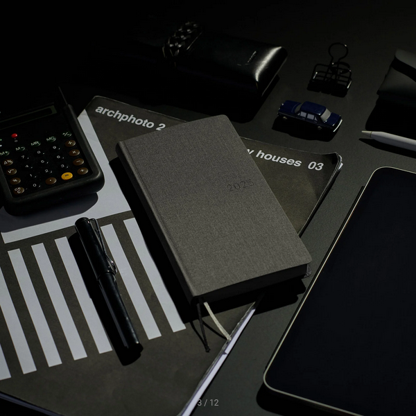 Hobonichi Weeks MEGA 2025 Planner - Smoke Gray Hardcover Weekly Notebook with Horizontal Layout (English Edition) | January Start, Monday Start | Perfect for Bullet Journaling, Work Planning & Personal Organization