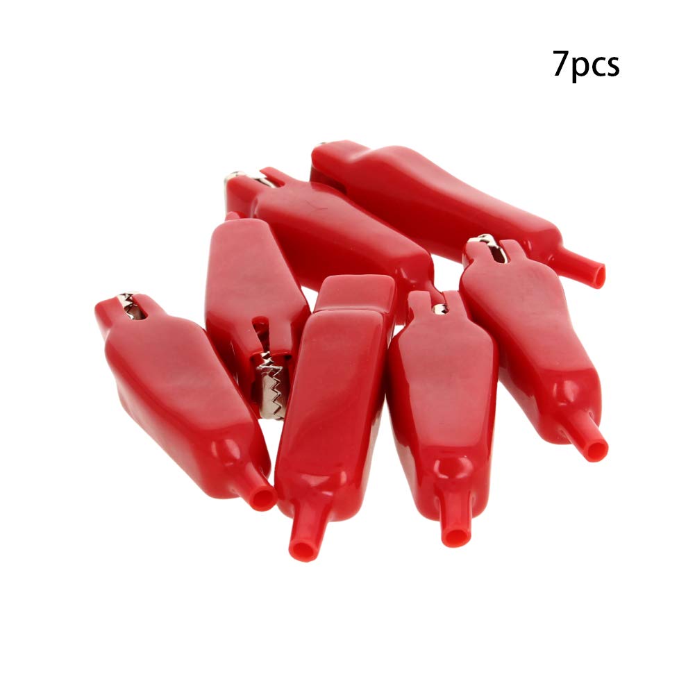 7Pcs 20A Heavy-Duty Insulated Alligator Clips Battery Cable Clamps - Electrical Test Clamps for Car, Auto, Vehicle & Boat Battery Charging - Red by Aicosineg - Perfect for Automotive Repairs, Marine Applications & DIY Electrical Projects