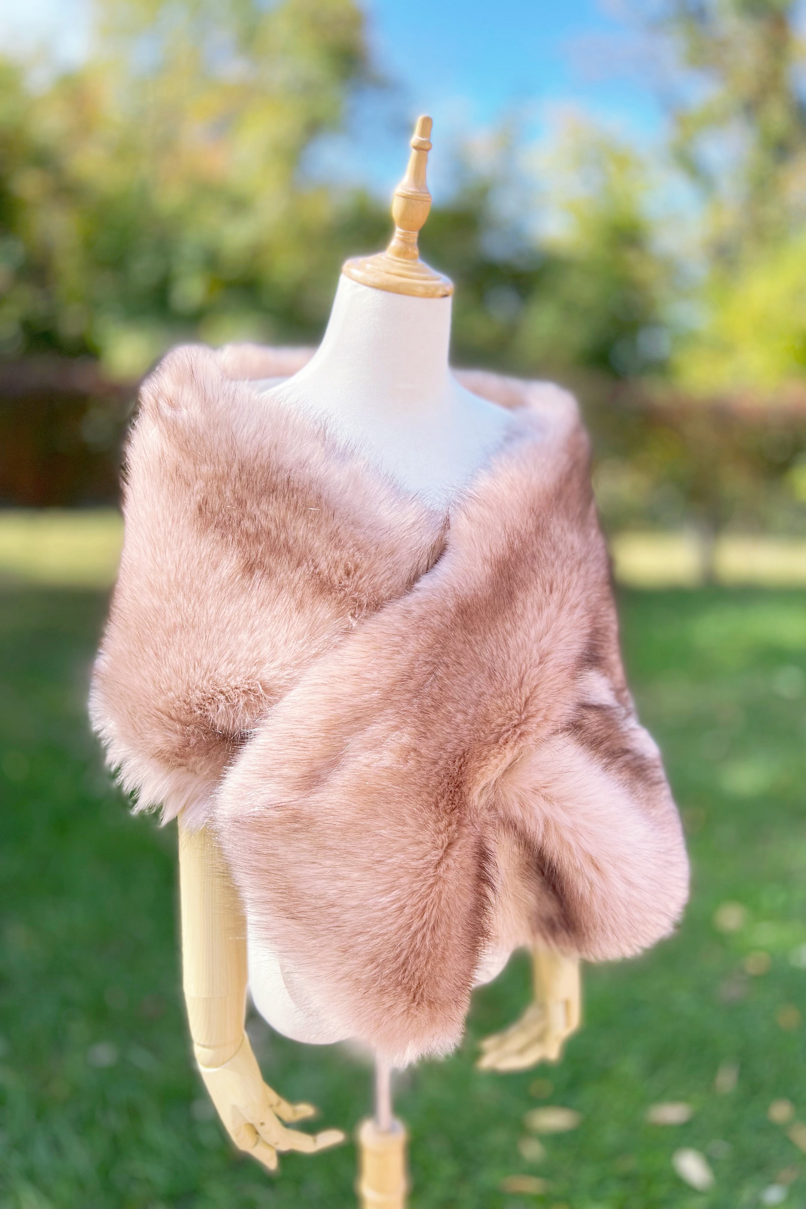 Stylish Pink with Black Tips Faux Fur Shawl Wrap - Elegant Winter Fashion Accessory for Women | Perfect for Parties, Weddings & Cold Weather Outfits