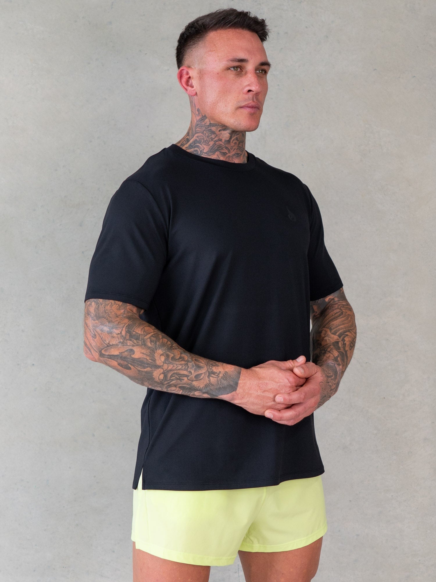 Premium Soft Tech T-Shirt for Men - Breathable & Comfortable Cotton Tee - Black Casual Shirt for Everyday Wear, Gym, and Outdoor Activities