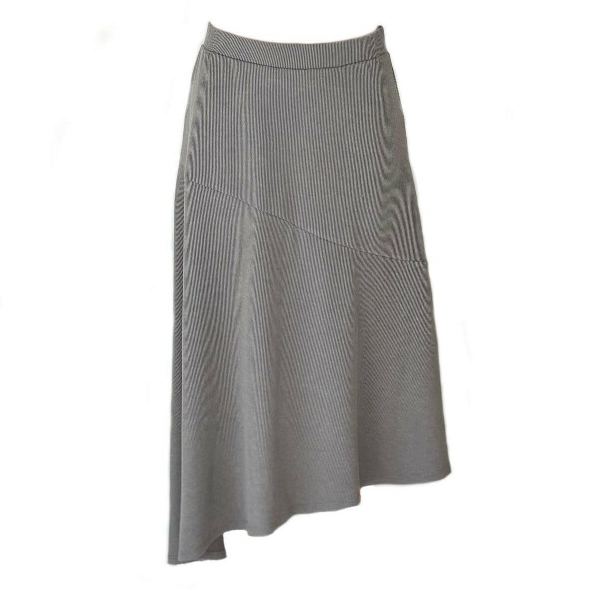Stylish Ribbed Asymmetric Skirt in Cloud Grey | Women's Fashion Basic Essentials | Perfect for Casual Outings, Office Wear & Date Nights