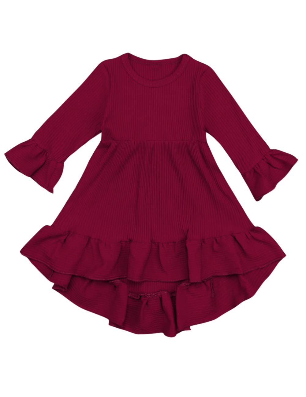 Bilison Toddler Baby Girl Long Sleeve Flare Sundress - Solid Color Princess Party Dress for Girls 1-3 Years | Perfect for Birthday Parties, Photo Shoots & Special Occasions