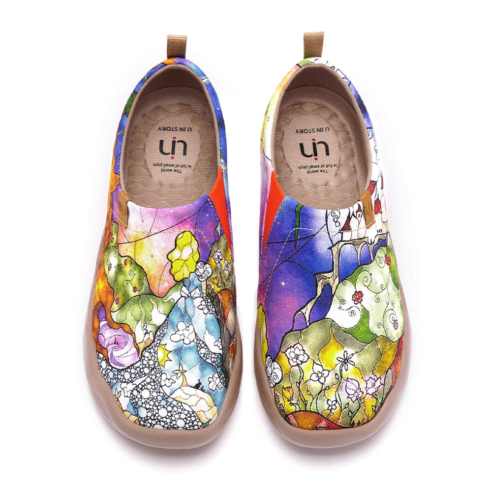 UIN Women's Slip On Sneakers - Casual Knit Loafers with Artistic Painting, Soft Comfort Walking Shoes for Women | Perfect for Work, Travel & Everyday Wear