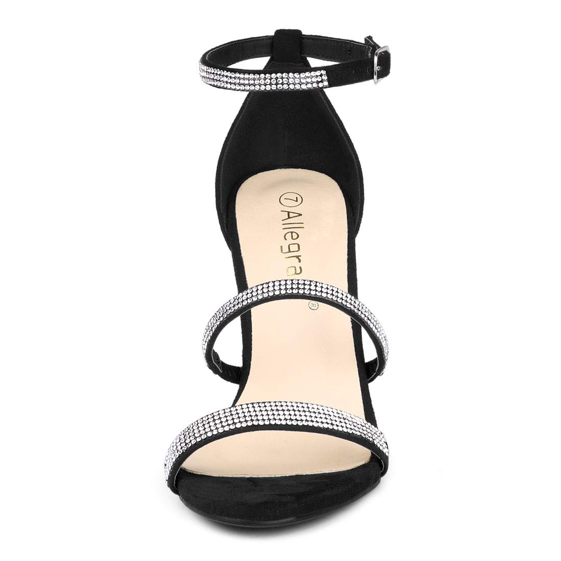 Allegra K Women's Rhinestone Ankle Strap Stiletto High Heel Sandals - Elegant Party & Wedding Shoes for Women, Perfect for Evening Events, Prom, and Special Occasions