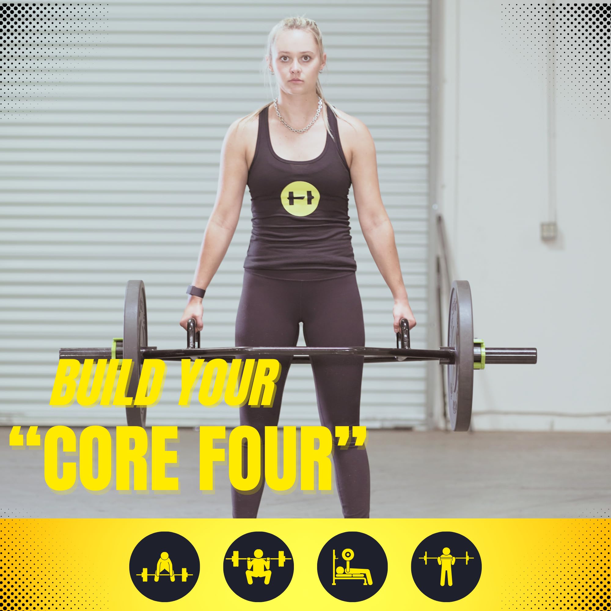 HulkFit 2-Inch Olympic Trap Bar Hex Bar for Weightlifting & Strength Training - Home & Commercial Gym Equipment for Deadlifts, Squats, Rows, Bench Press & Farmer Carries - Perfect for CrossFit, Powerlifting & Functional Fitness Training - Multicolor