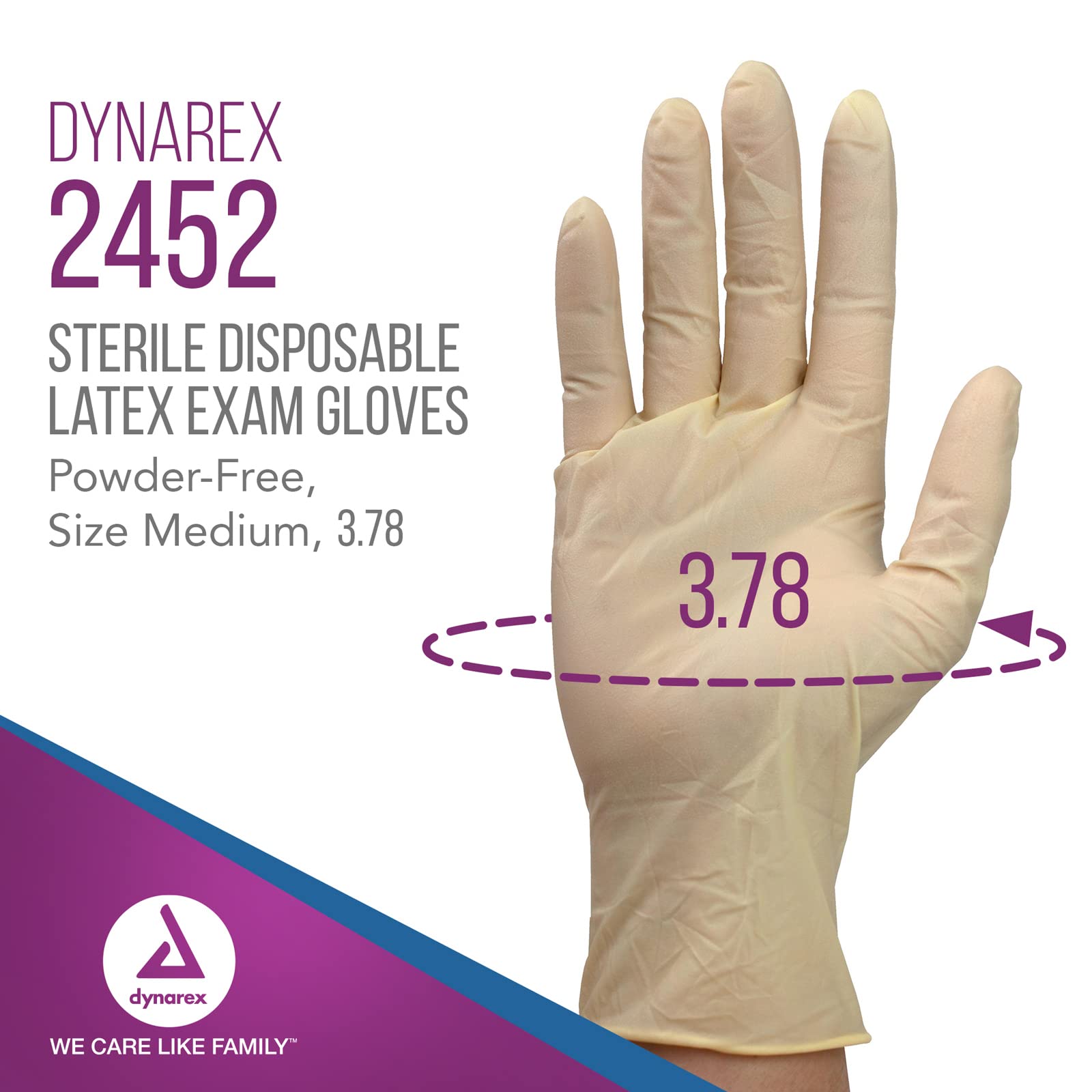 Dynarex Sterile Disposable Latex Exam Gloves - Powder-Free, Medium (Bisque) - 400 Pairs (8 Boxes of 50) - Medical, Healthcare & Veterinary Use - Ideal for Clinics, Hospitals & First Aid Kits