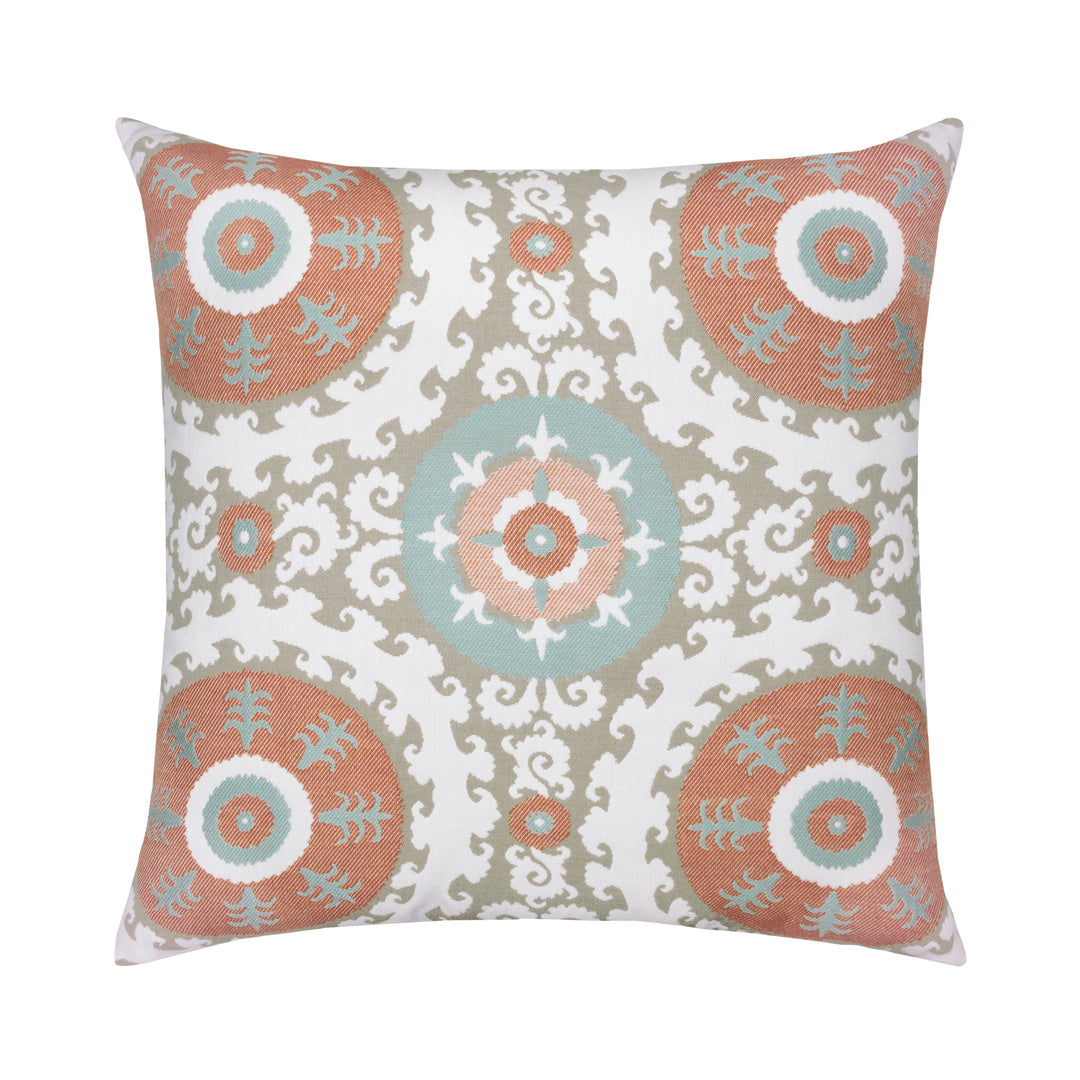 Handmade Suzani Oasis Decorative Throw Pillow Cover - 18x18 Inch Square Bohemian Pillow for Sofa, Bed, Patio - Indoor/Outdoor Home Decor Accent