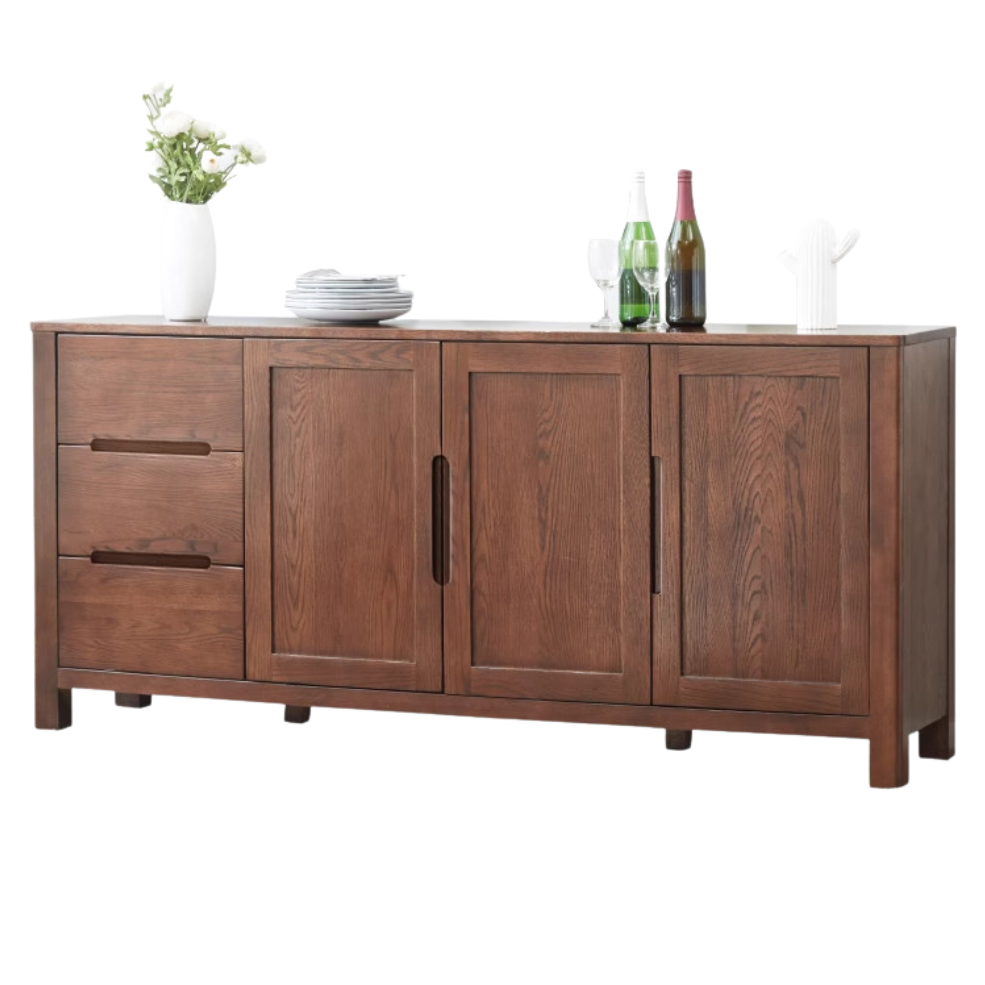 70.9x15.8x32.5 inch / 180x40x82.5сm / Walnut color / sideboard (all-wood door)