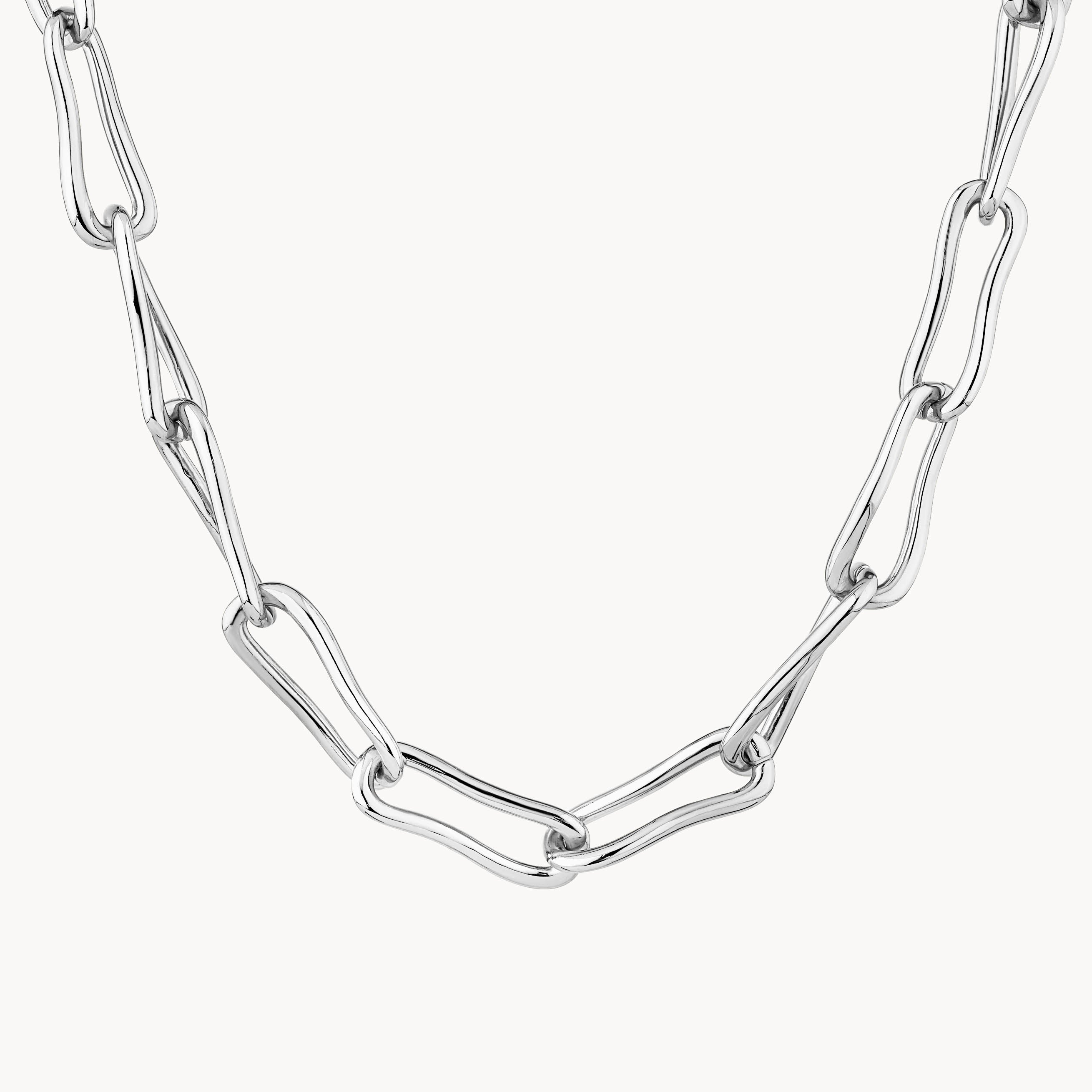 Elegant Pinched Paperclip Chain Necklace in Sterling Silver - Perfect for Everyday Wear, Layering & Gift Giving