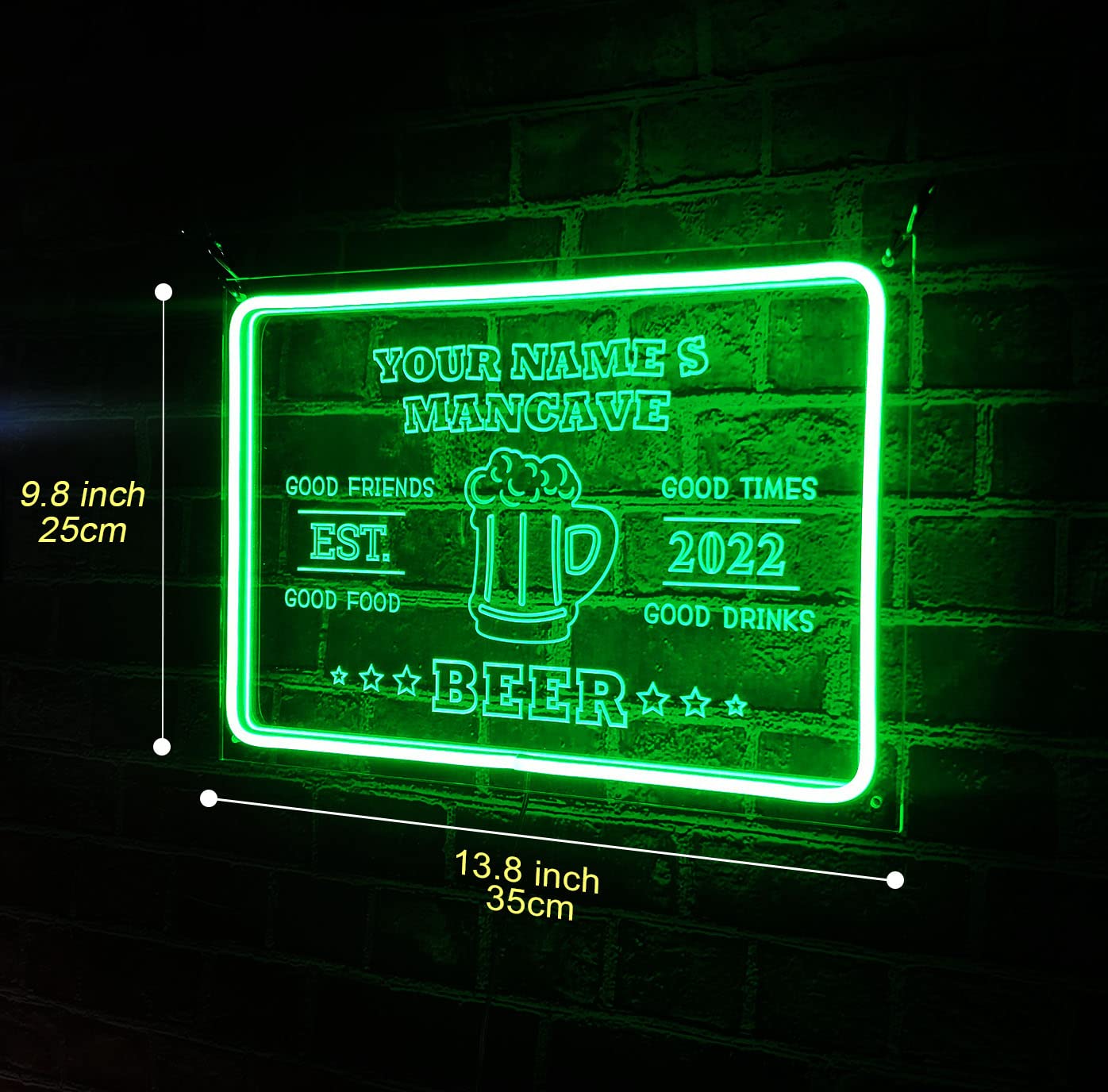 Custom Neon Bar Sign - Personalized LED Home Bar Sign for Man Cave & Pub Decor - 13.8