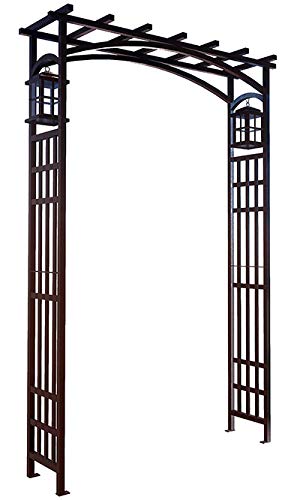 Panacea 84303 Black Mission Garden Arbor with Lanterns - 79.5