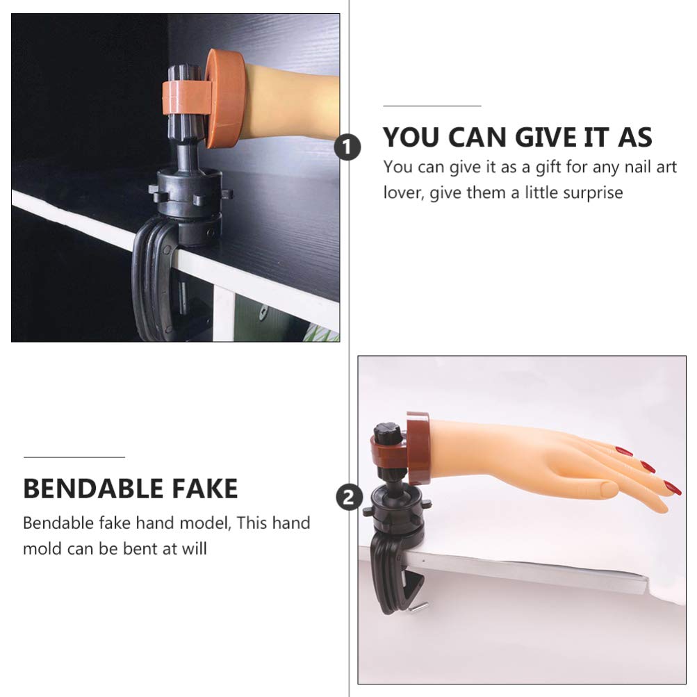 SOLUSTRE Acrylic Nail Practice Hand - Mannequin Hand for Nail Art Training, Display & Manicure Practice - PVC Desktop Fake Hand for Nail Technicians & Students - Perfect for Salon, Beauty School & Home Use
