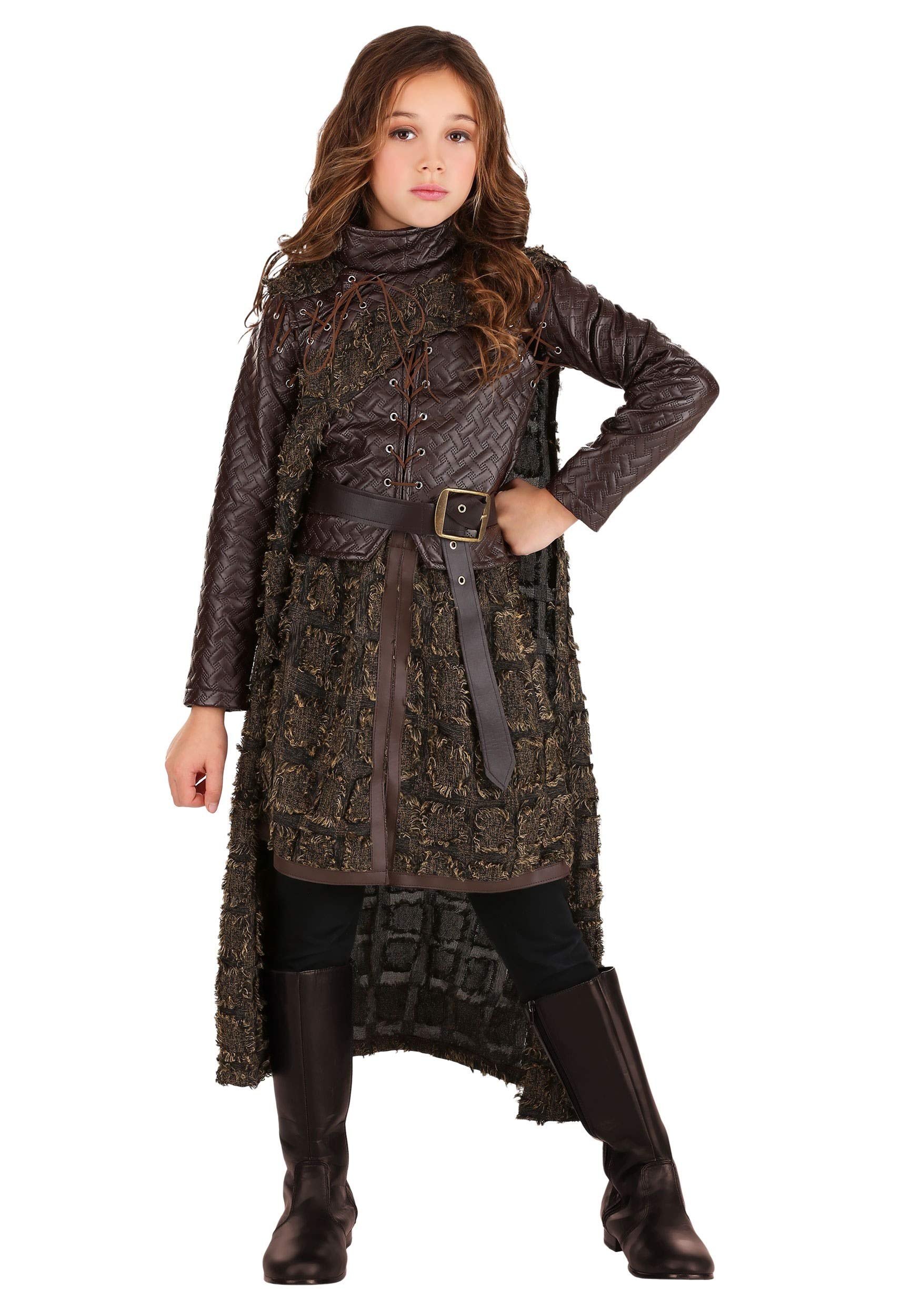 Medieval Assassin Costume for Girls - Winter Warrior Outfit with Hood & Cape - Perfect for Halloween, Cosplay, and Renaissance Fairs