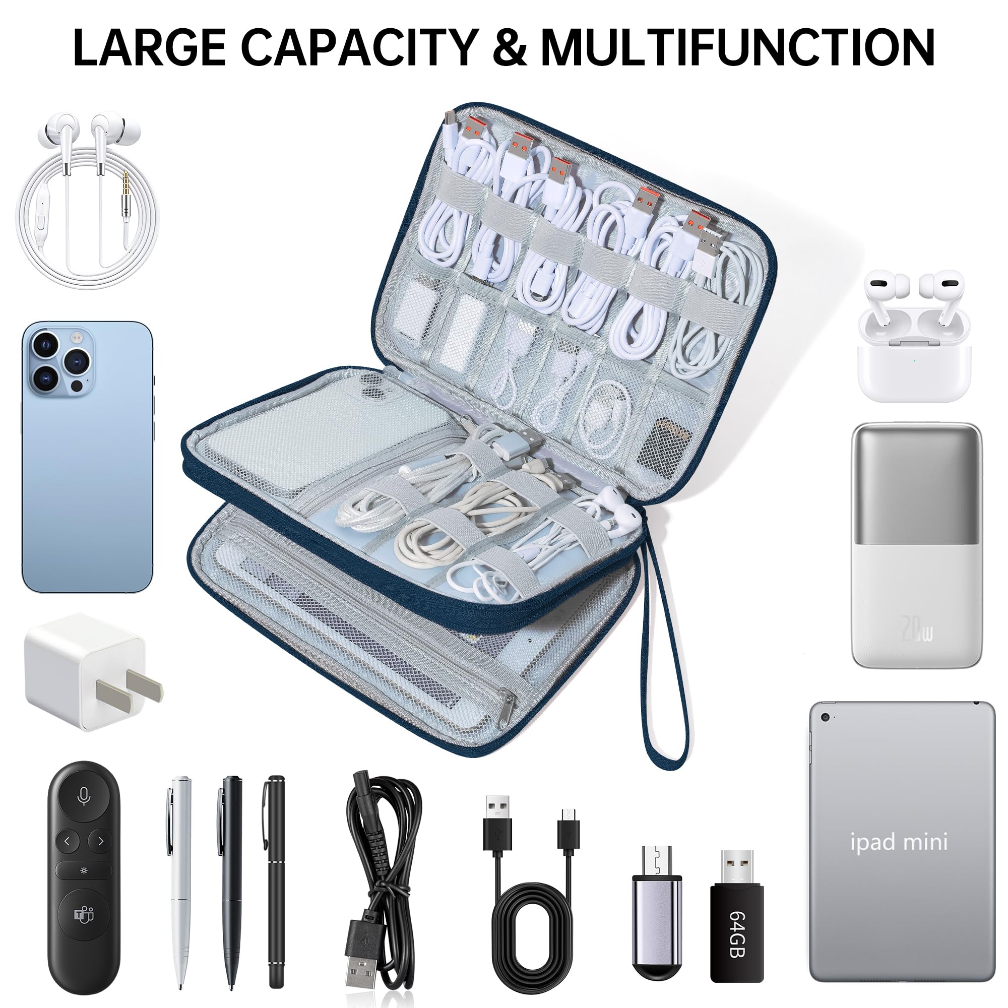 CILLA Electronics Organizer Travel Case - Compact Cable & Cord Organizer Bag for Charger, Phone & Accessories - Perfect for Travel, Office & Home Organization