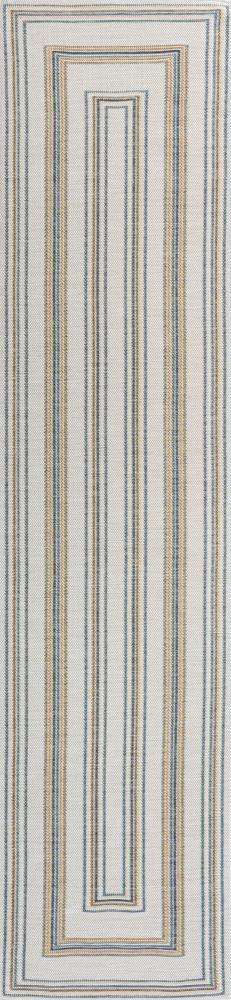 Argo Classic Nautical Mitre Stripe Reversible Indoor/Outdoor Area Rug - Machine Washable, Non-Slip Backing - Perfect for Living Room, Bedroom, Patio & Deck Decor