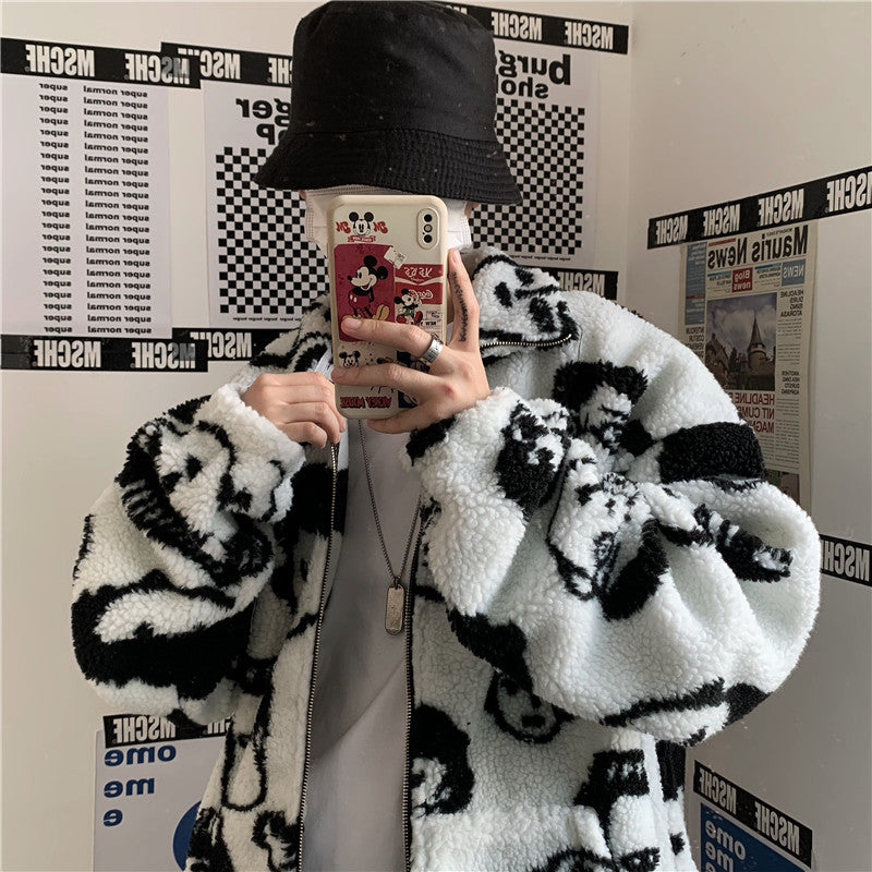 WAKUTA Women's Winter Wool Coat - Stylish Streetwear Jacket with Cute & Funny Print, Casual Loose Fit for Cold Weather | Perfect for Daily Wear, Office & Outdoor Activities