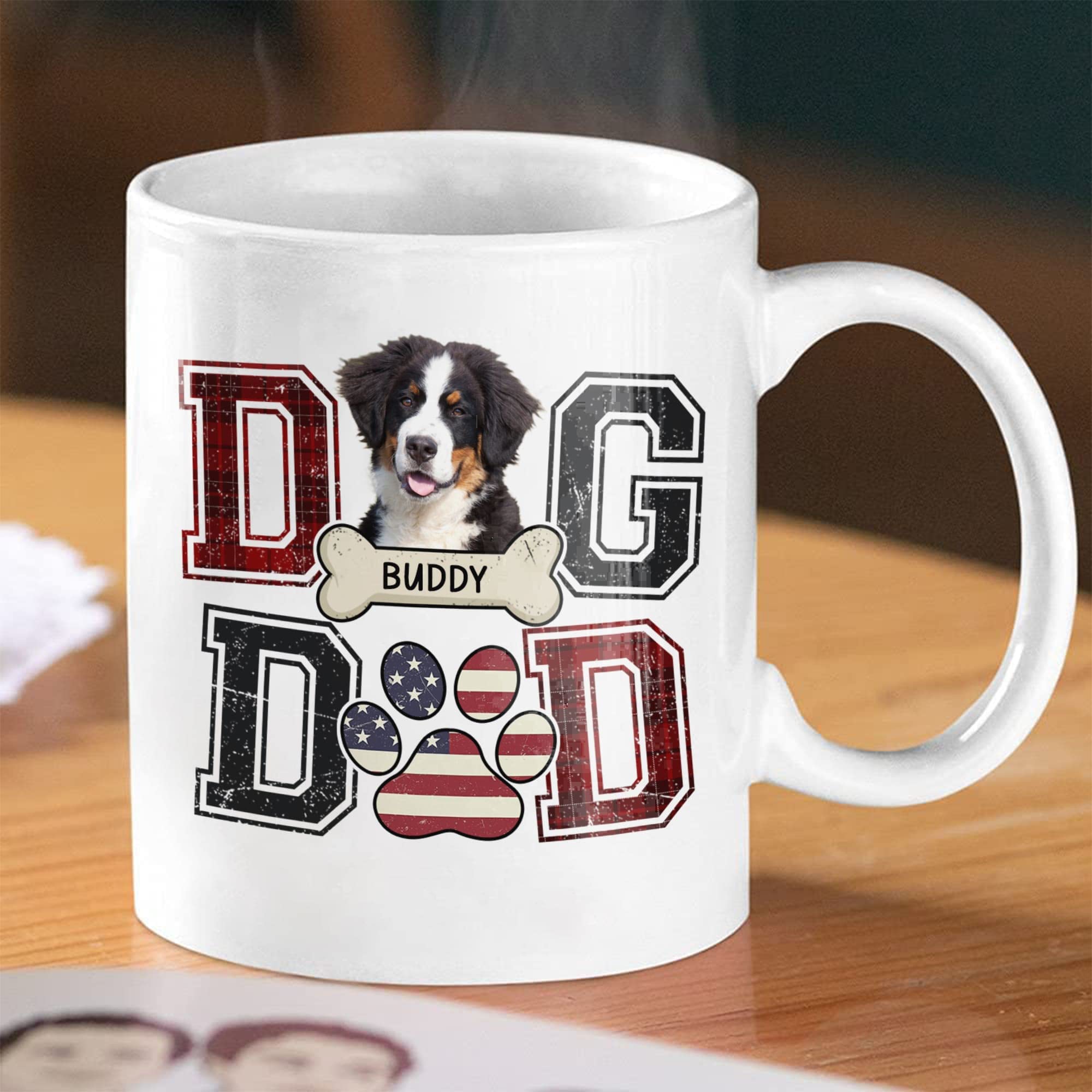Best Dog Dad Coffee Mug - Custom Photo Gift for Father's Day, Funny Dog Lovers Cup for Dad - Perfect for Coffee, Tea & Office Use