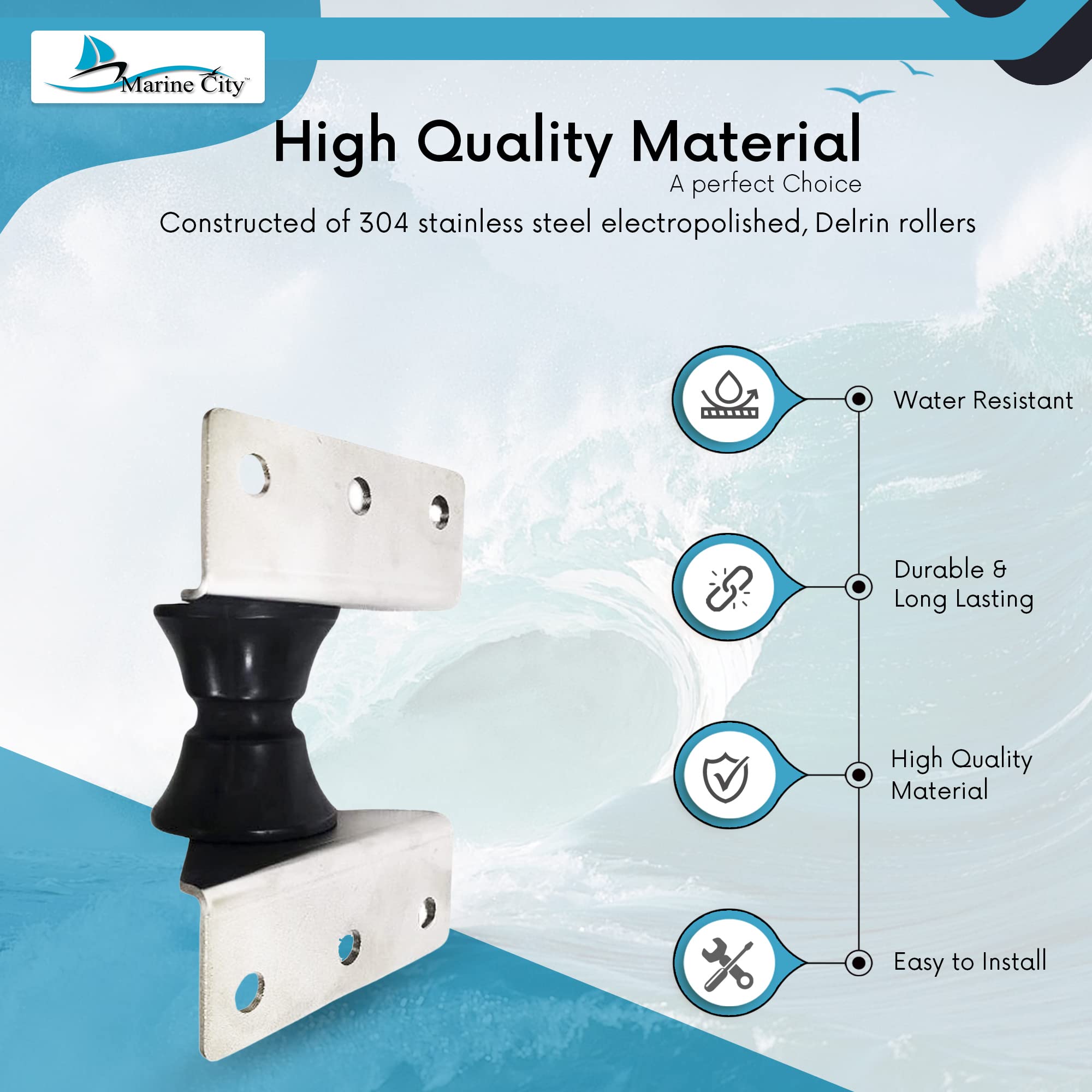 8 Inch Black Eco-Friendly Bow Roller for Boats & Yachts - Marine Grade Anchor Roller Replacement with Large Platform - Durable Bow Roller for Kayaks, Sailboats & Fishing Vessels (Pack of 1) - Perfect for Smooth Anchoring in Rough Waters & Coastal Cruising