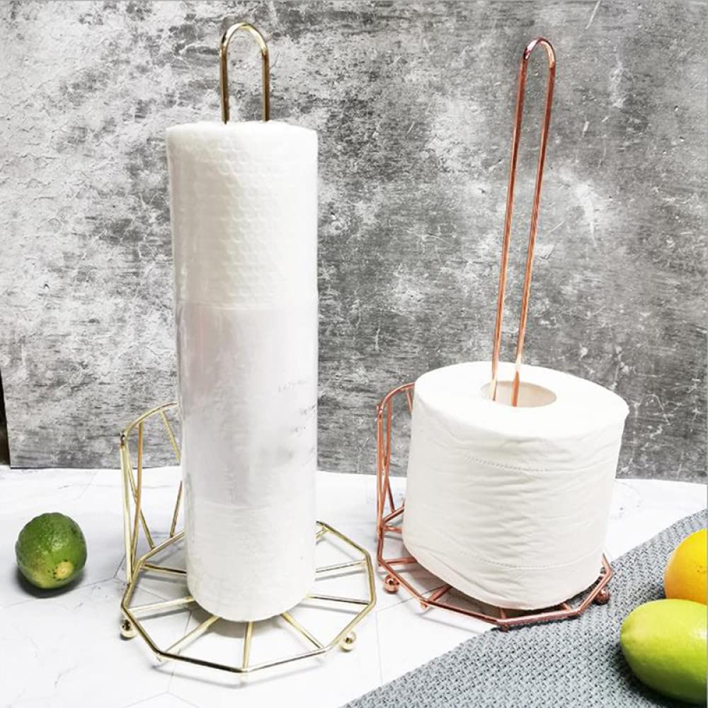 Stainless Steel Kitchen Roll Holder & Bathroom Tissue Stand - Rose Gold Multifunctional Paper Towel & Napkin Rack for Kitchen, Bathroom & Dining Table Decor - Space Saving Home Organizer