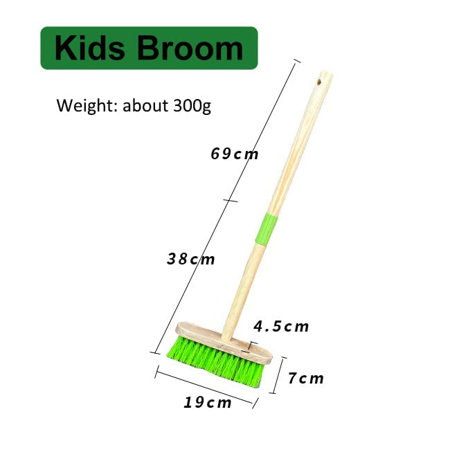 Kids Broom with Wooden Handle - Small Cleaning Broom for Children's Housekeeping & Play - Perfect for Pretend Play, Chores & Montessori Learning