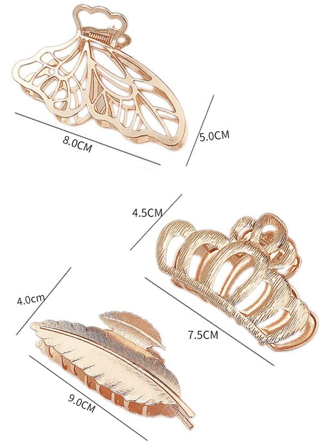 STYLEDOSE 3 Inch Metal Banana Hair Claw Clips for Women - Non-Slip Large Hair Clips for Thick Hair (Pack of 4) - Perfect for Updos, Ponytails, and Everyday Hairstyles