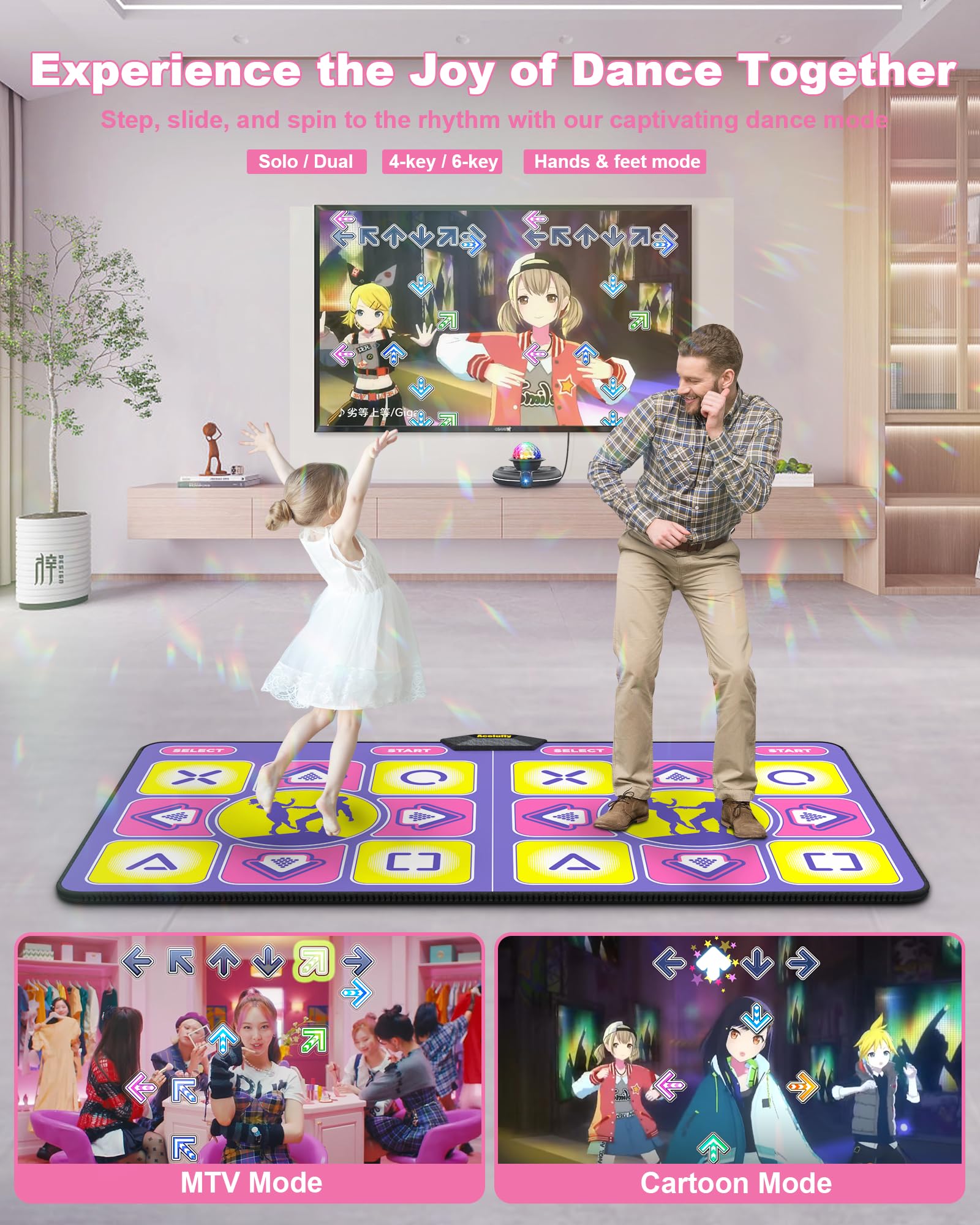 Wireless Electronic Dance Mat for TV with Camera - Anti-Slip Fitness Dance Pad for Kids & Adults, Perfect Gift for 3-12 Year Old Boys & Girls - Great for Family Game Nights, Birthday Parties & Indoor Exercise (Purple)